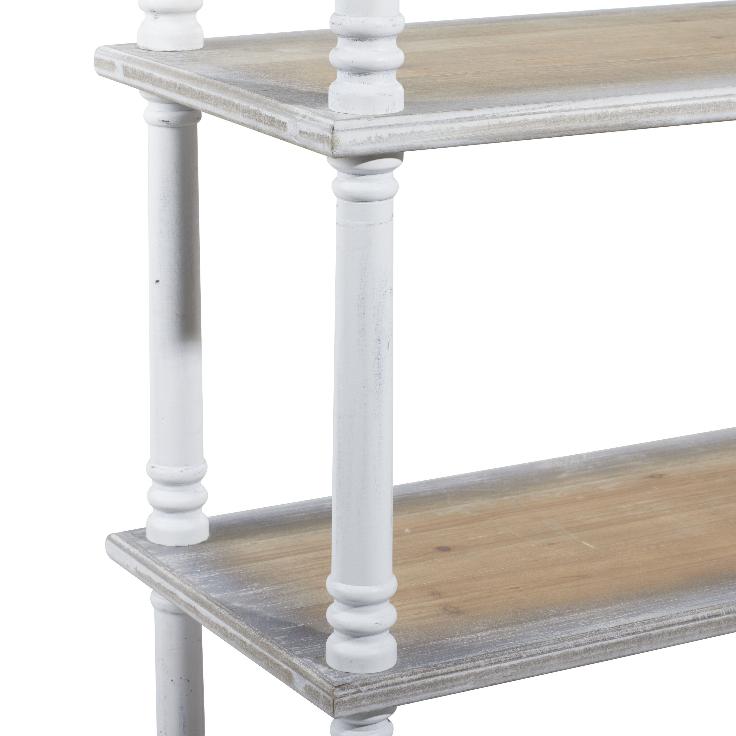 Rustic White and Brown Wood 5-Tier Shelving Unit