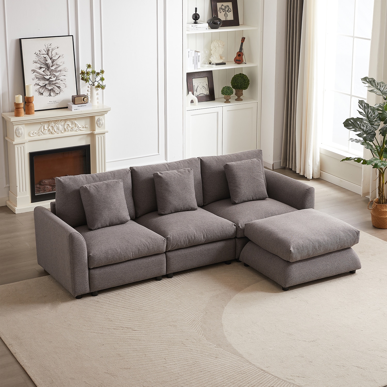 Mondawe MO-MH00138 102.2-in Modern Gray Sofa