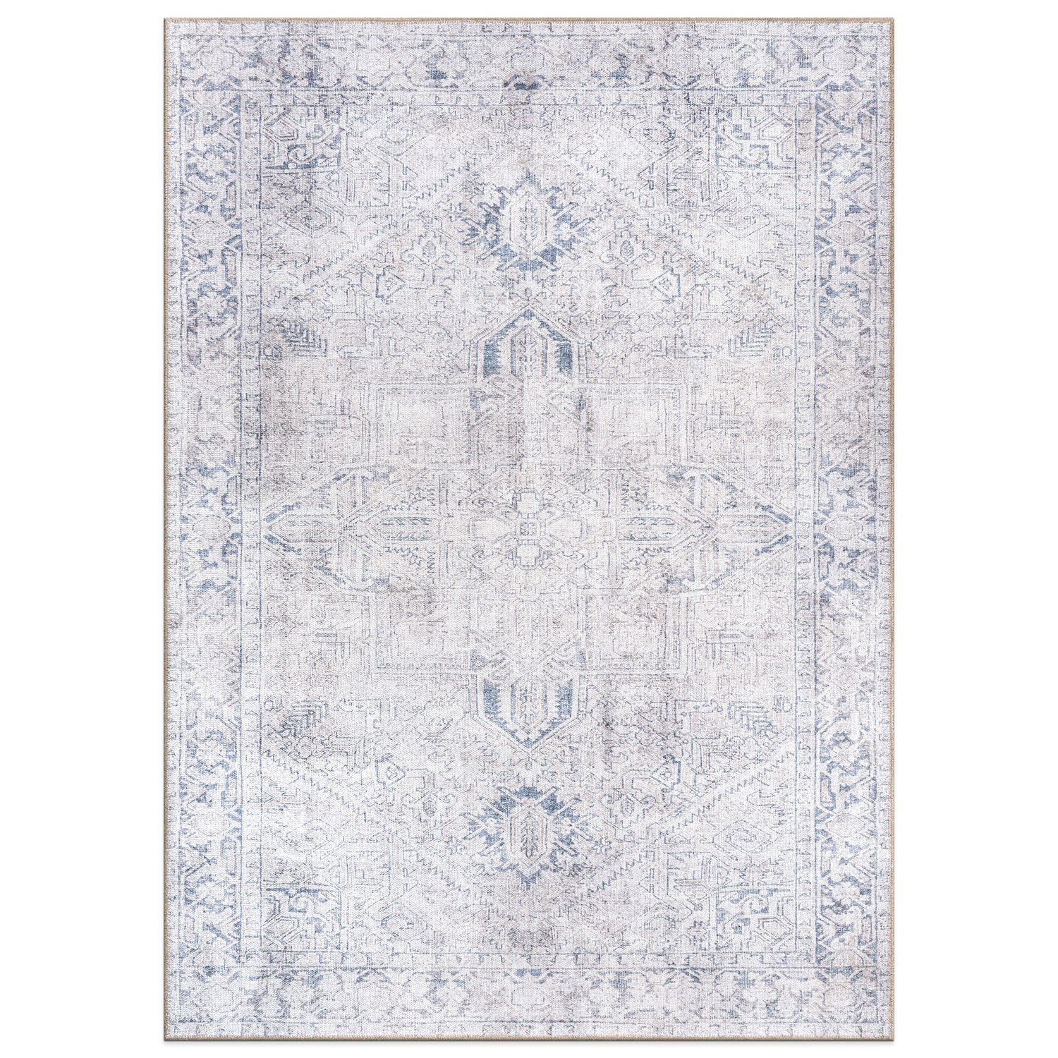World Rug Gallery 6025BLUE8X10 8 x 10 (ft) Loomed Polyester Blue Rectangular Indoor Distressed/Overdyed Vintage Area rug
