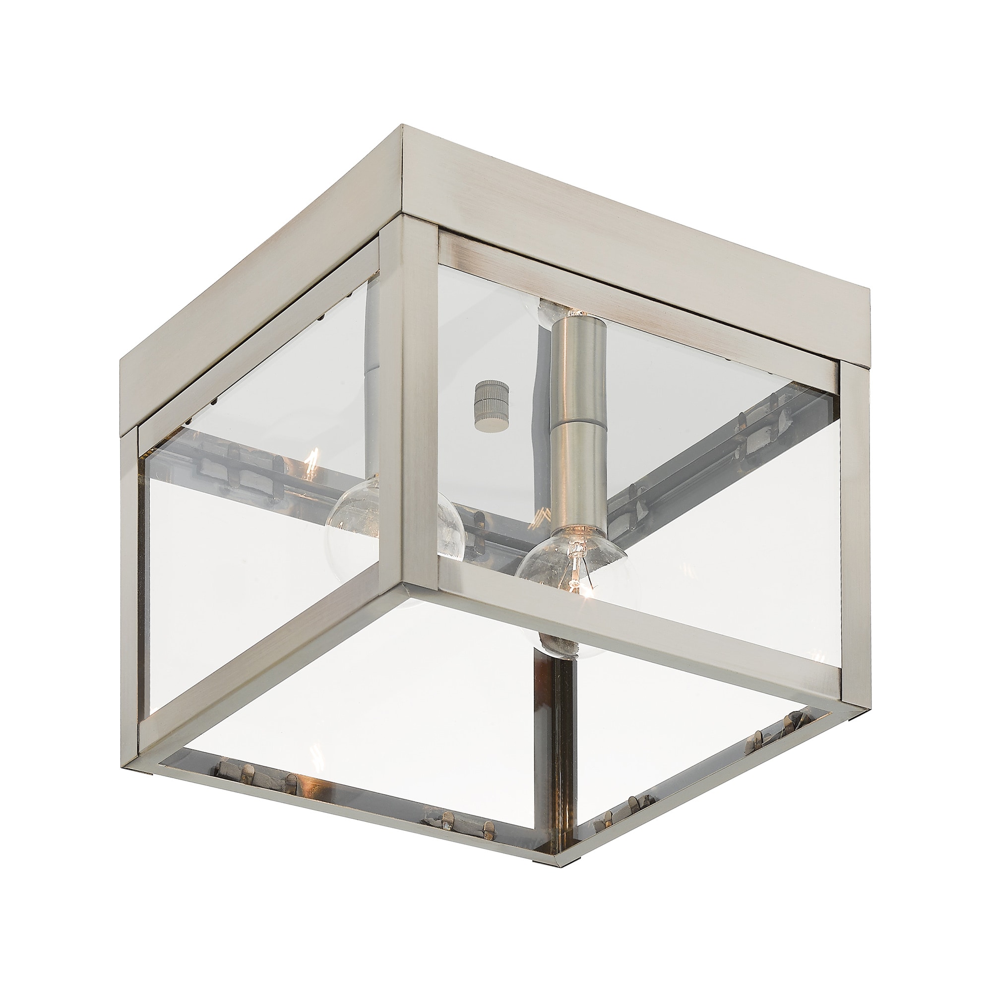 Livex Lighting 20588-91 Nyack 2 -Light 8-in Brushed Nickel Outdoor Flush Mount Light