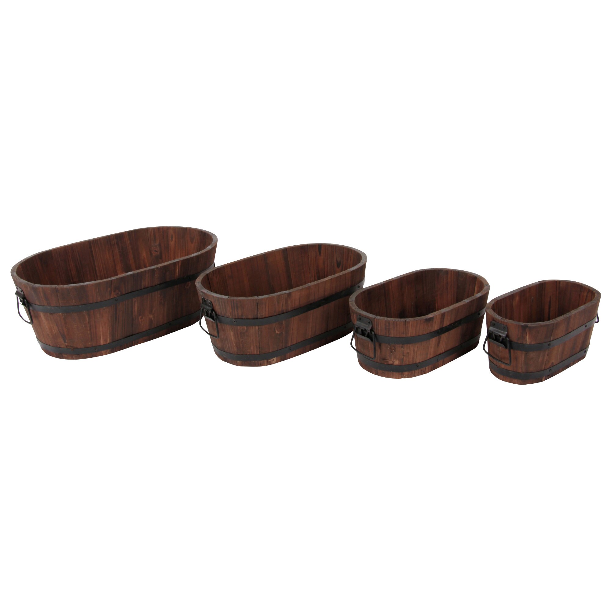 Leisure Season BOVP125 Round 7.0-Inches W Medium Brown Wood Indoor/Outdoor Whiskey Barrel with Drainage Holes