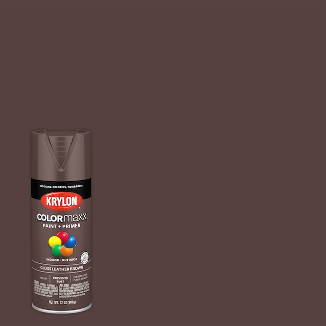Krylon COLORmaxx Gloss Leather Brown Spray Paint and Primer In One (NET WT.  12-oz) in the Spray Paint department at