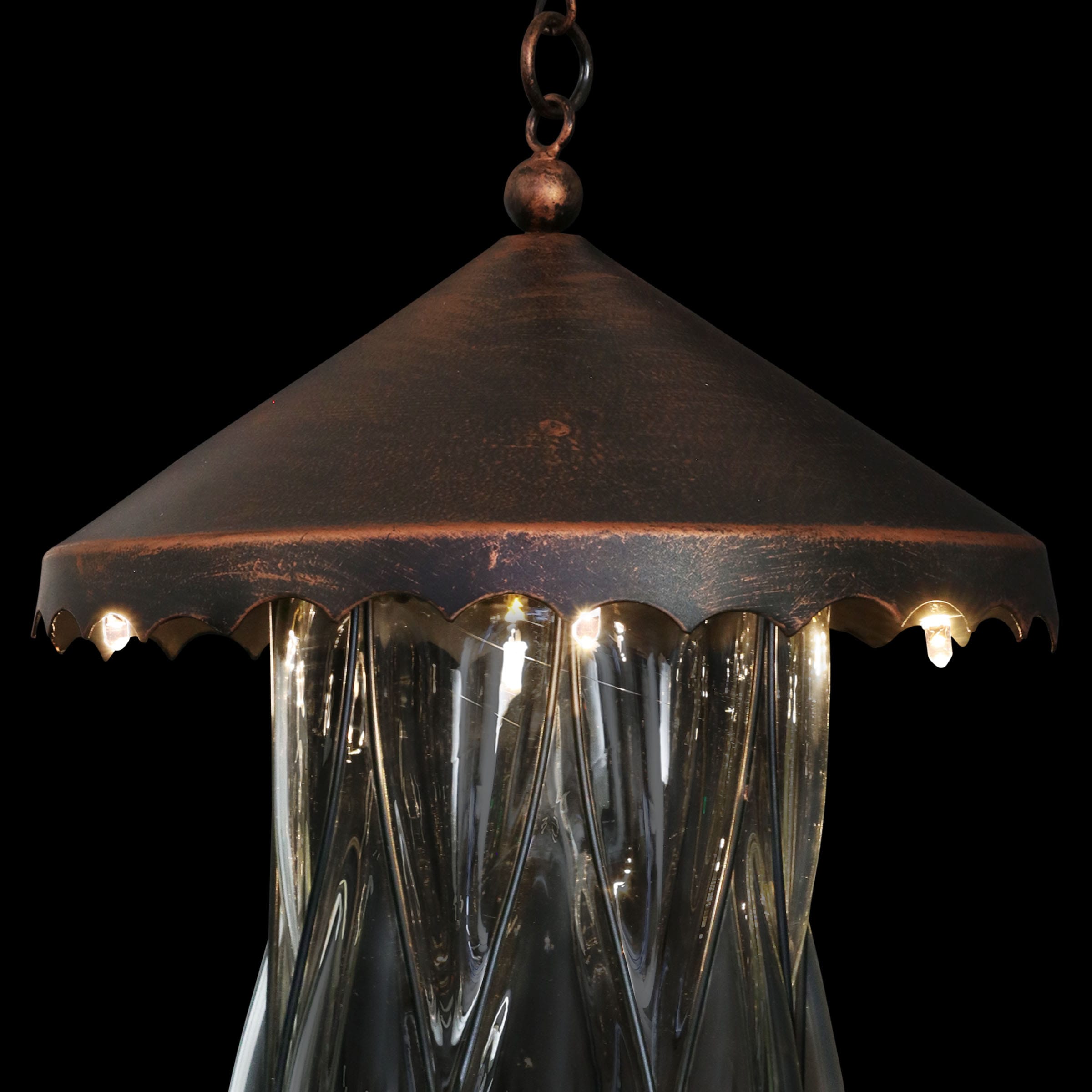 Solar Bronze Hanging Bird Feeder with Diamond Glass Pattern