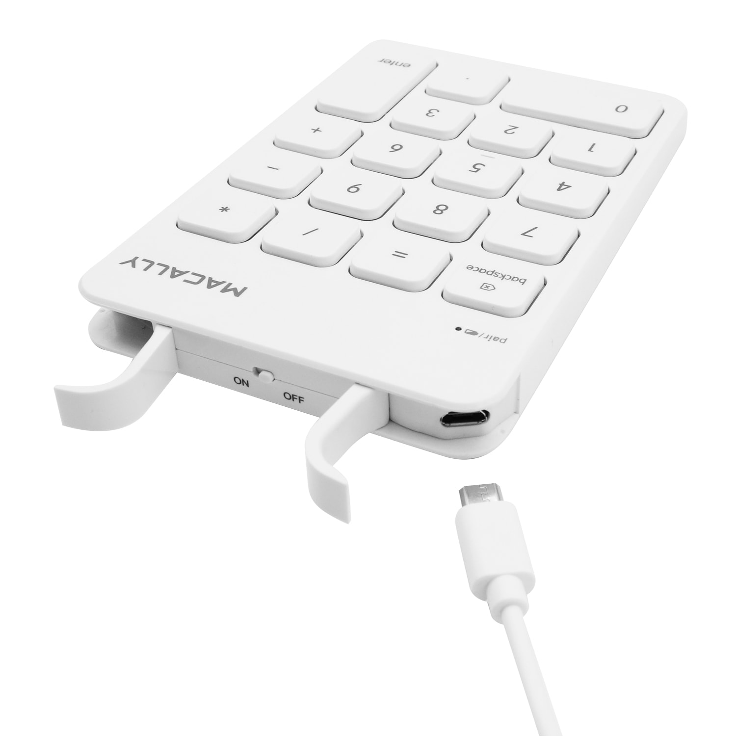 Macally Macally Wireless Bluetooth Numeric Keyboard For Laptop, Apple Imac Macbook Pro/air, Ipad Windows Pc, Tablet, or Desktop Computer Rechargeable 18 Key Slim Number Numerical Numpad- White in the
