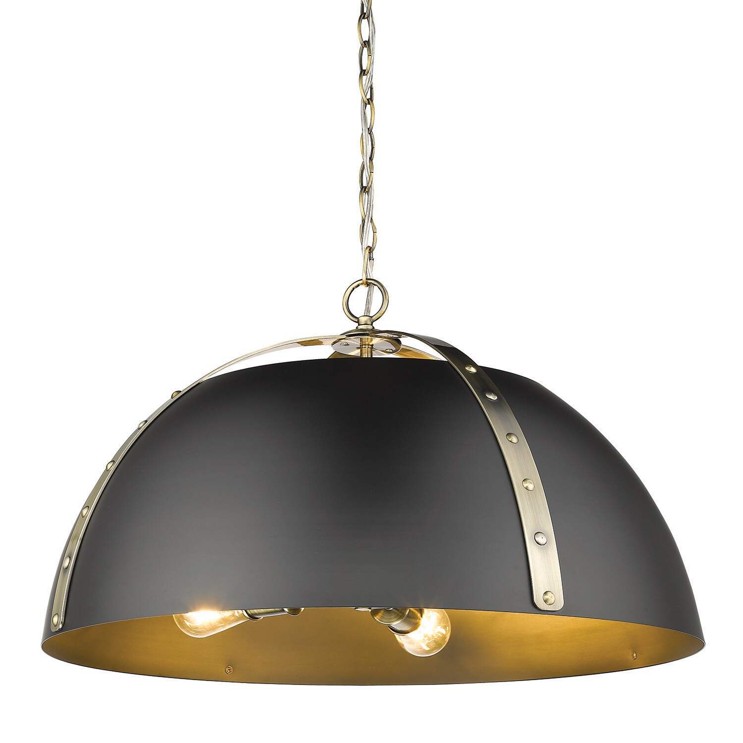 Aldrich Transitional 5-Light Oversized Dome Pendant in Aged Brass