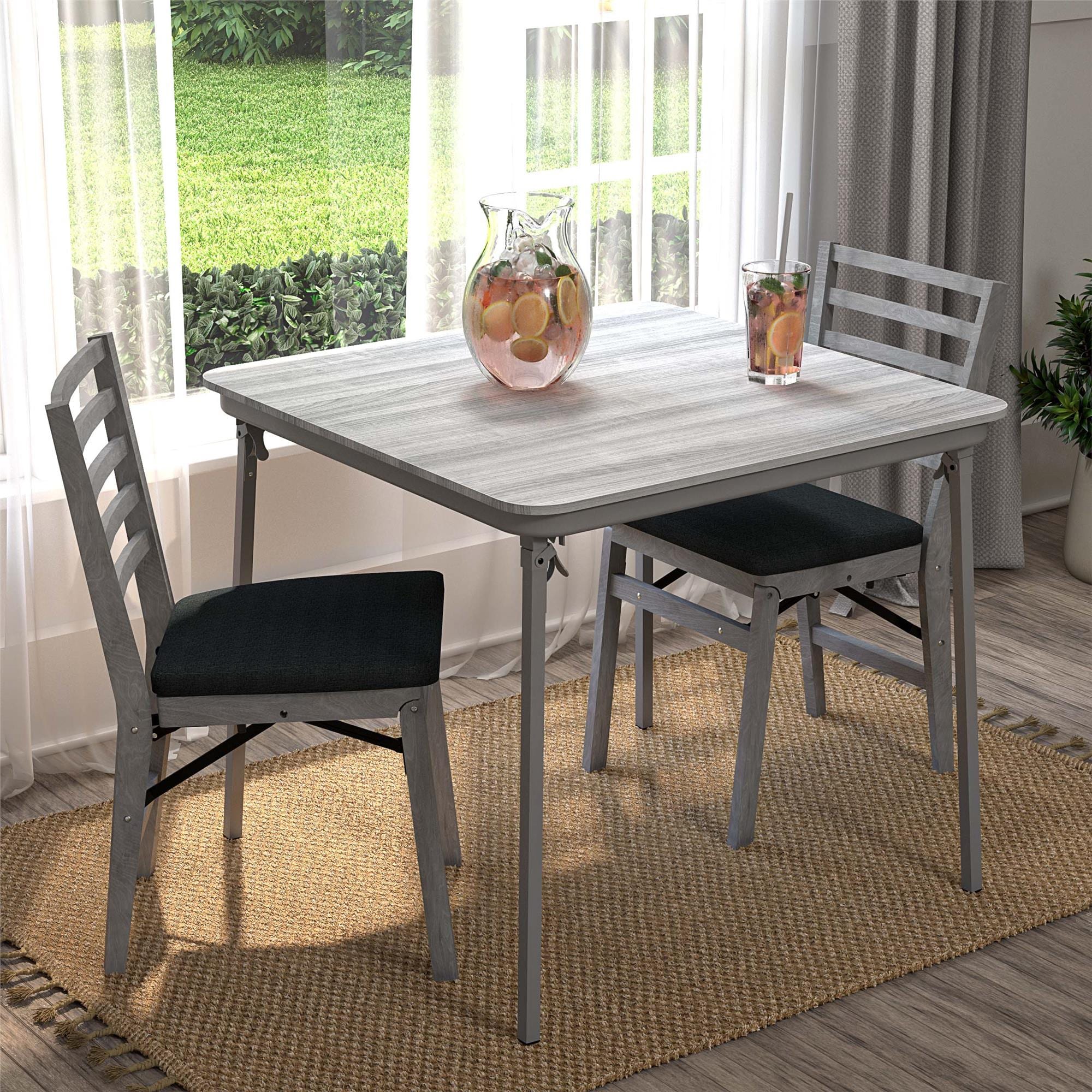 Gray Composite Square Folding Card Table with Steel Frame