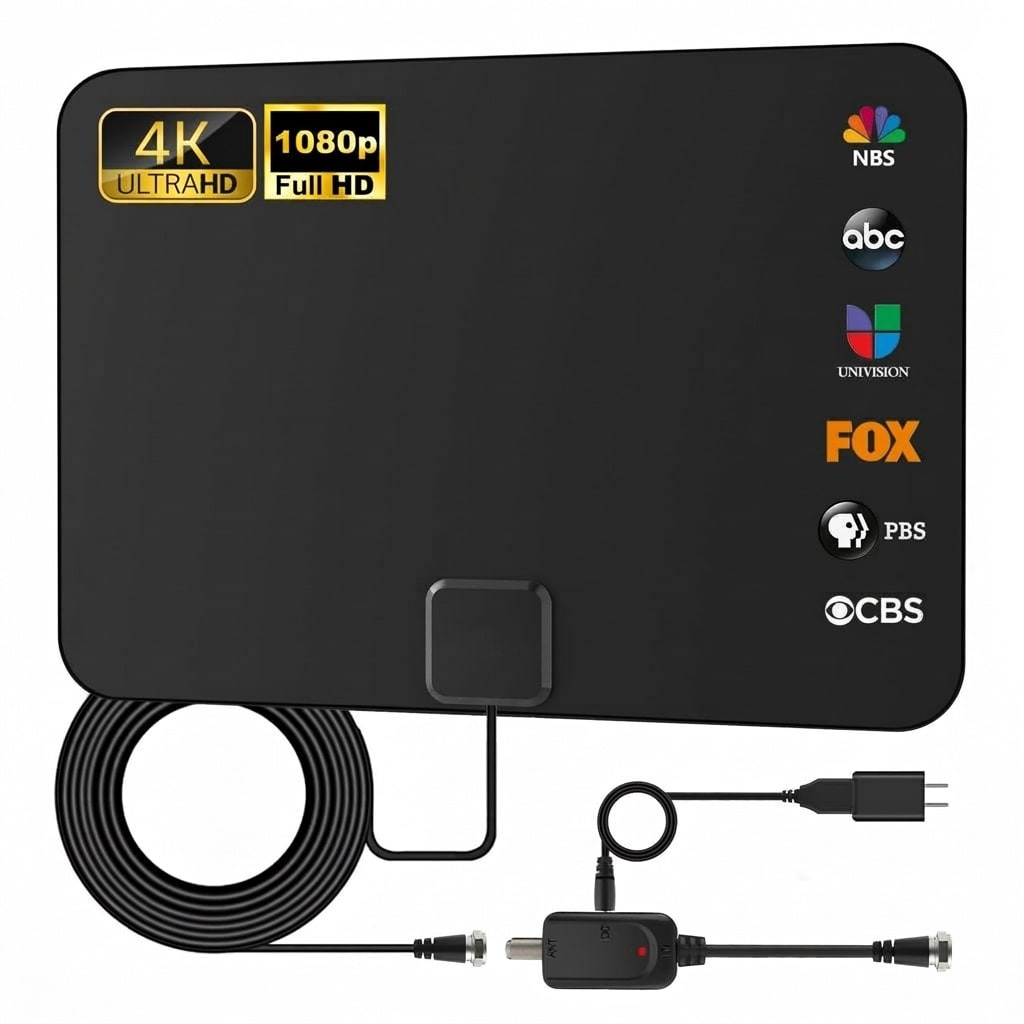 Etokfoks  120 mile Reception Amplified VHF UHF Signal Reception HDTV and 4k Digital Indoor Antenna for Local Channels