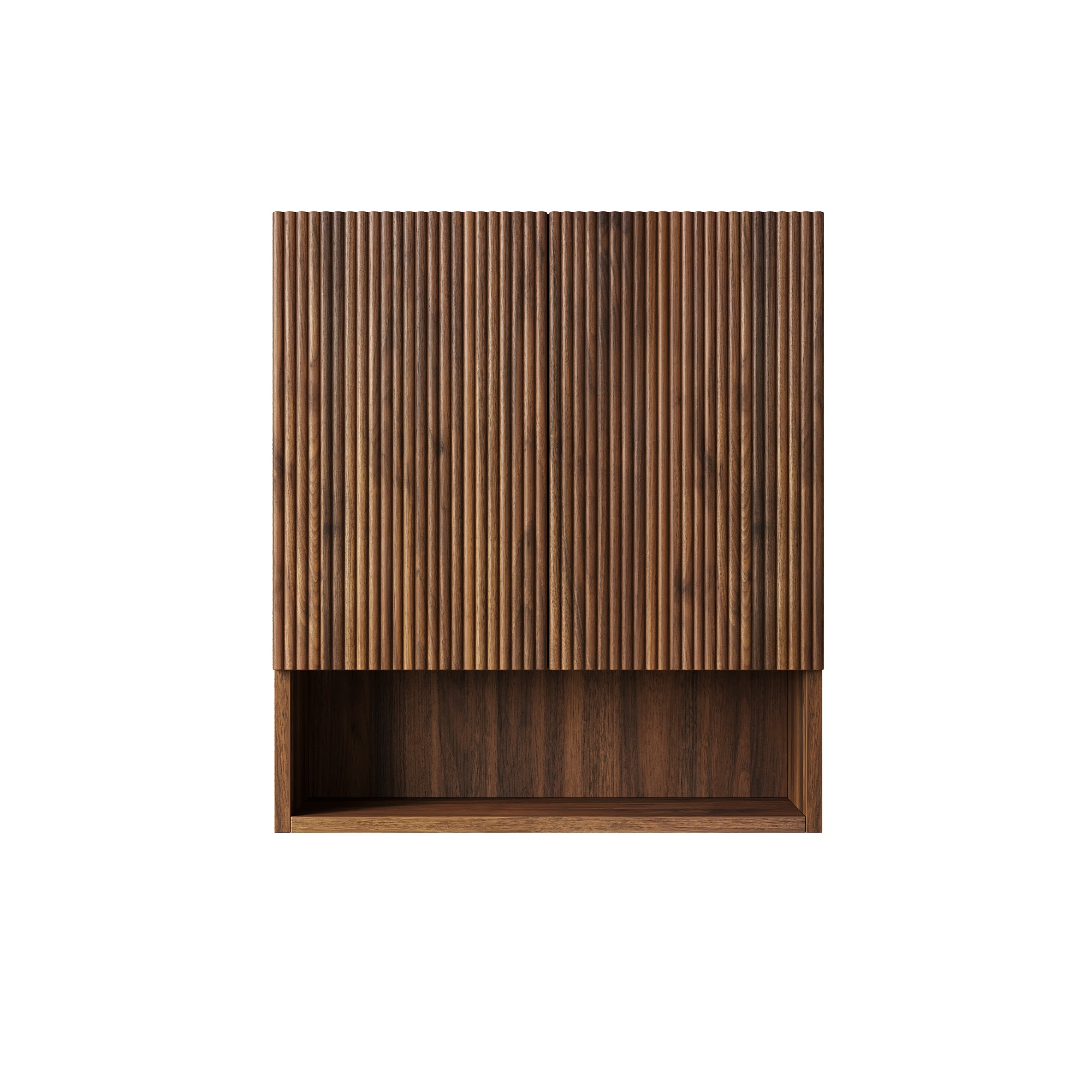 BEARSOLIM 26-in x 29.5-in Medicine Cabinet Open Storage Striped Bathroom Wall-Mounted Cabinet