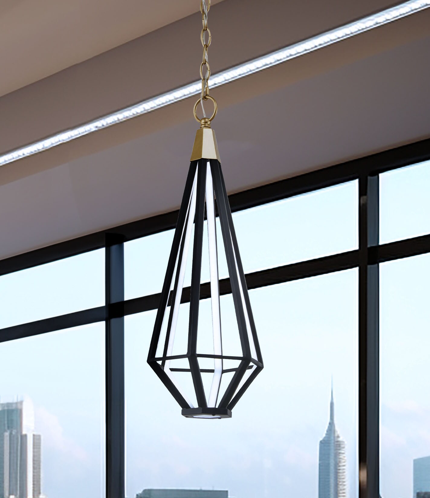 George Kovacs P5520-726A-L Dripping Gems 1 -Light Black Modern/contemporary Geometric Integrated LED Mini Hanging Pendant light