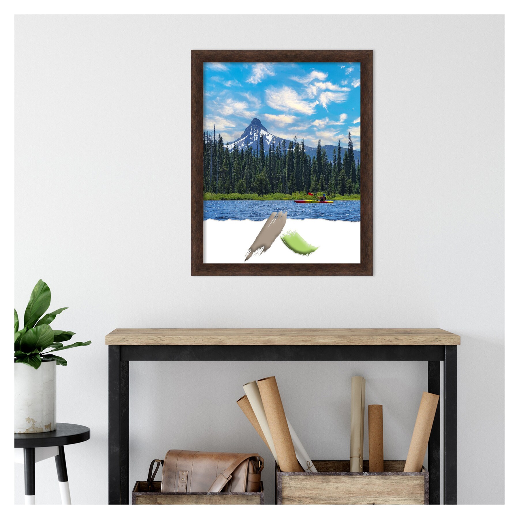 Warm Walnut Narrow Wood Wall Picture Frame 22"x28"