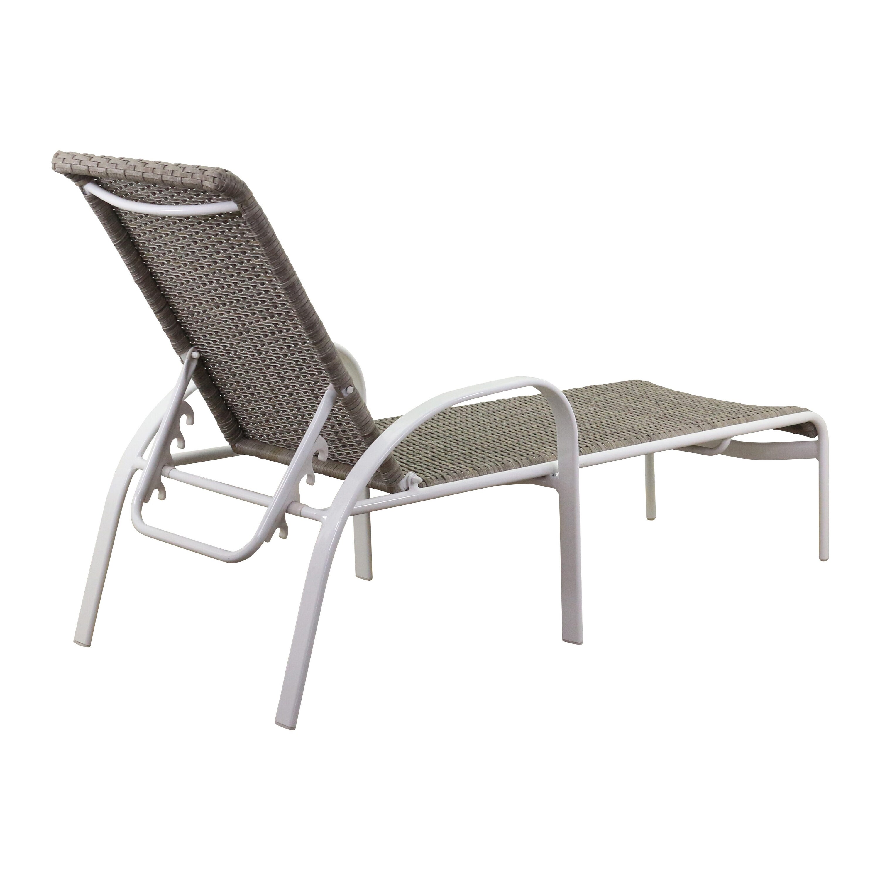 Courtyard Casual Santa Fe Wicker 3 PC Chaise Lounge Set Includes One 20 End Table and Two Chaise Loungers - White