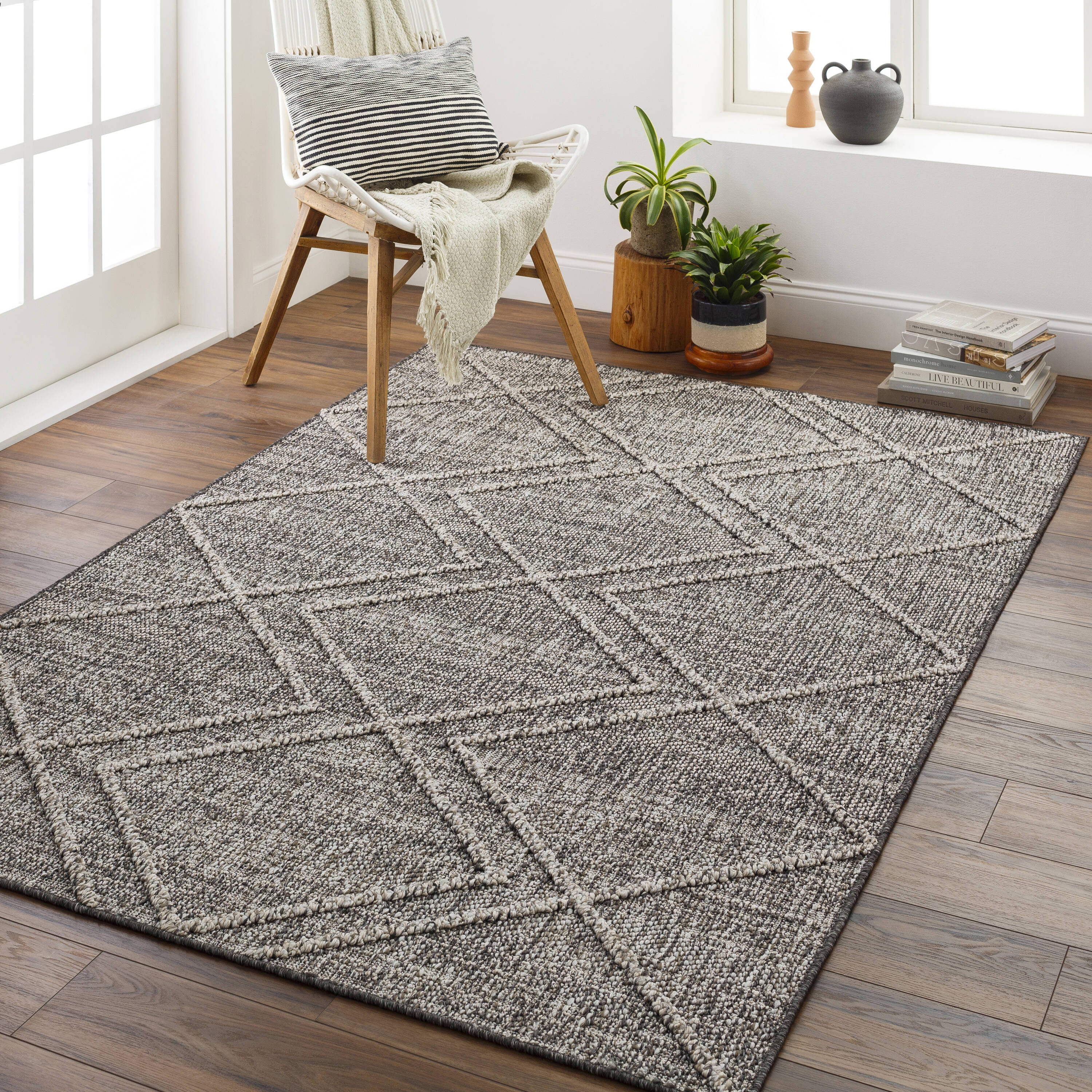 Livabliss SSO2306-679 Sarasota 6 x 9 (ft) Polypropylene Brown Rectangular Indoor/Outdoor Geometric Mid-Century Modern Area rug