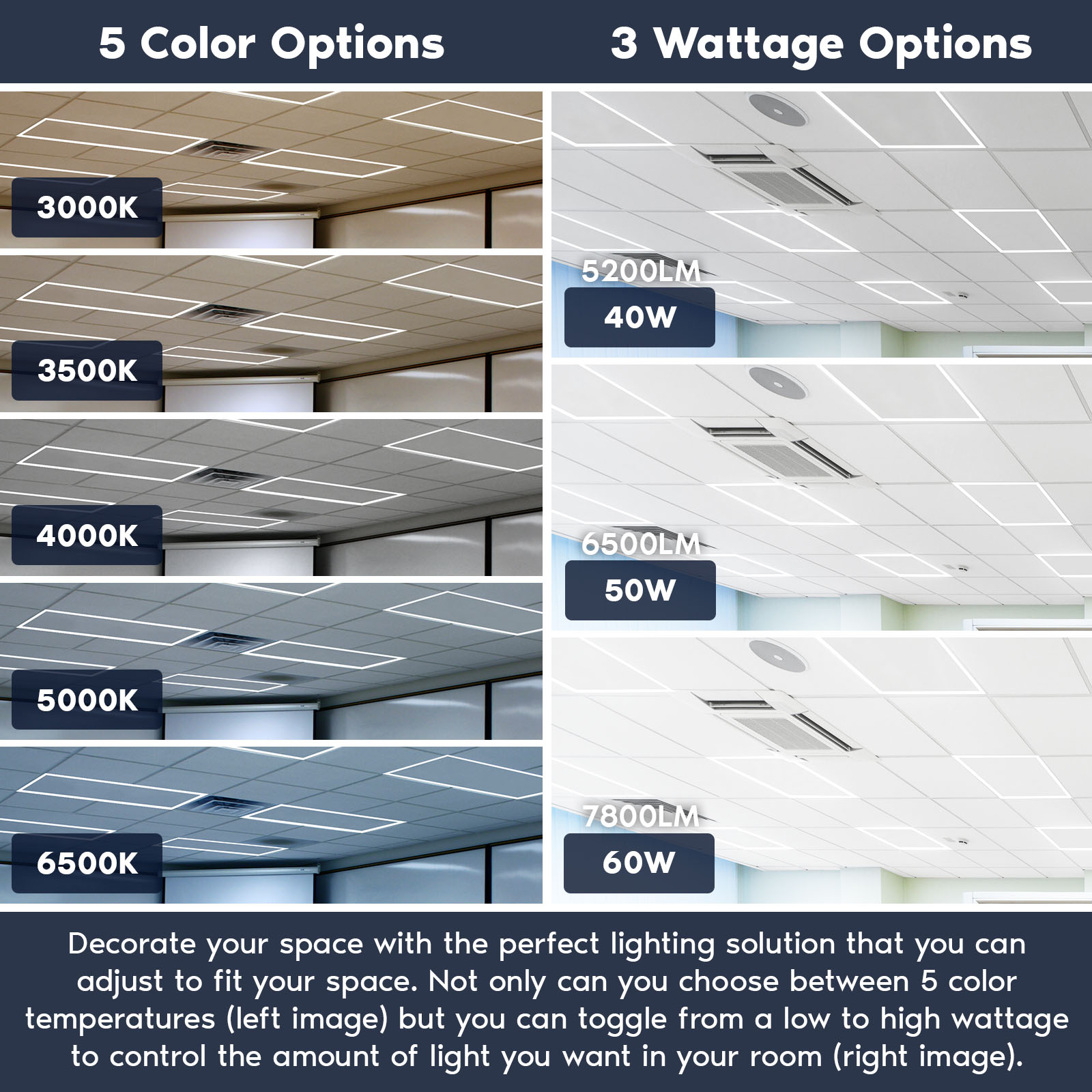 Luxrite 24-in x 48-in LED Edge Lit Panel 7.87-sq ft Frosted Ceiling ...