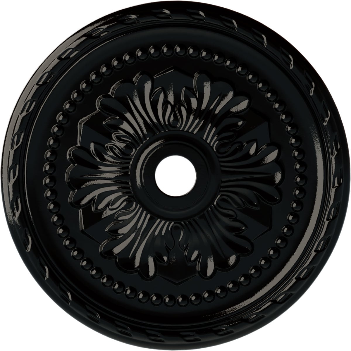 Ekena Millwork CM31PMBPS Palmetto 31.5-in W x 31.5-in L Painted Black Pearl Polyurethane Whole Ceiling Medallion