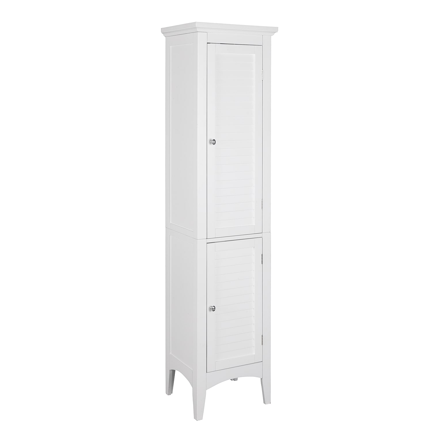 Angeles Home 6.5 in. W x 7 in. D x 27 in. H White Freestanding Narrow Linen Cabinet with 4-Shelves and Top Slot for Bathroom