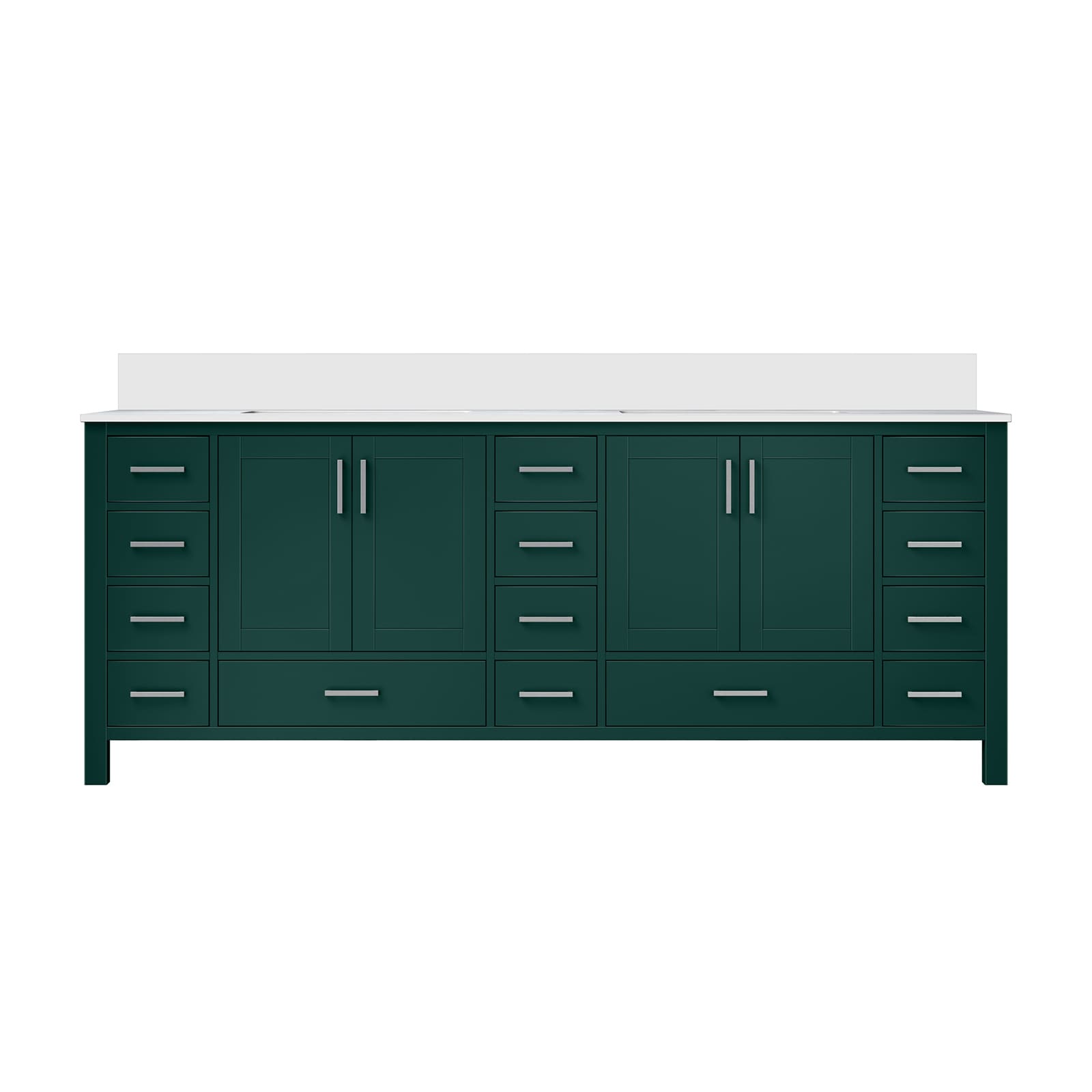 Lexora LVJ84DG300 Jacques 84-in Green Undermount Double Sink Bathroom Vanity with White Cultured Marble Top