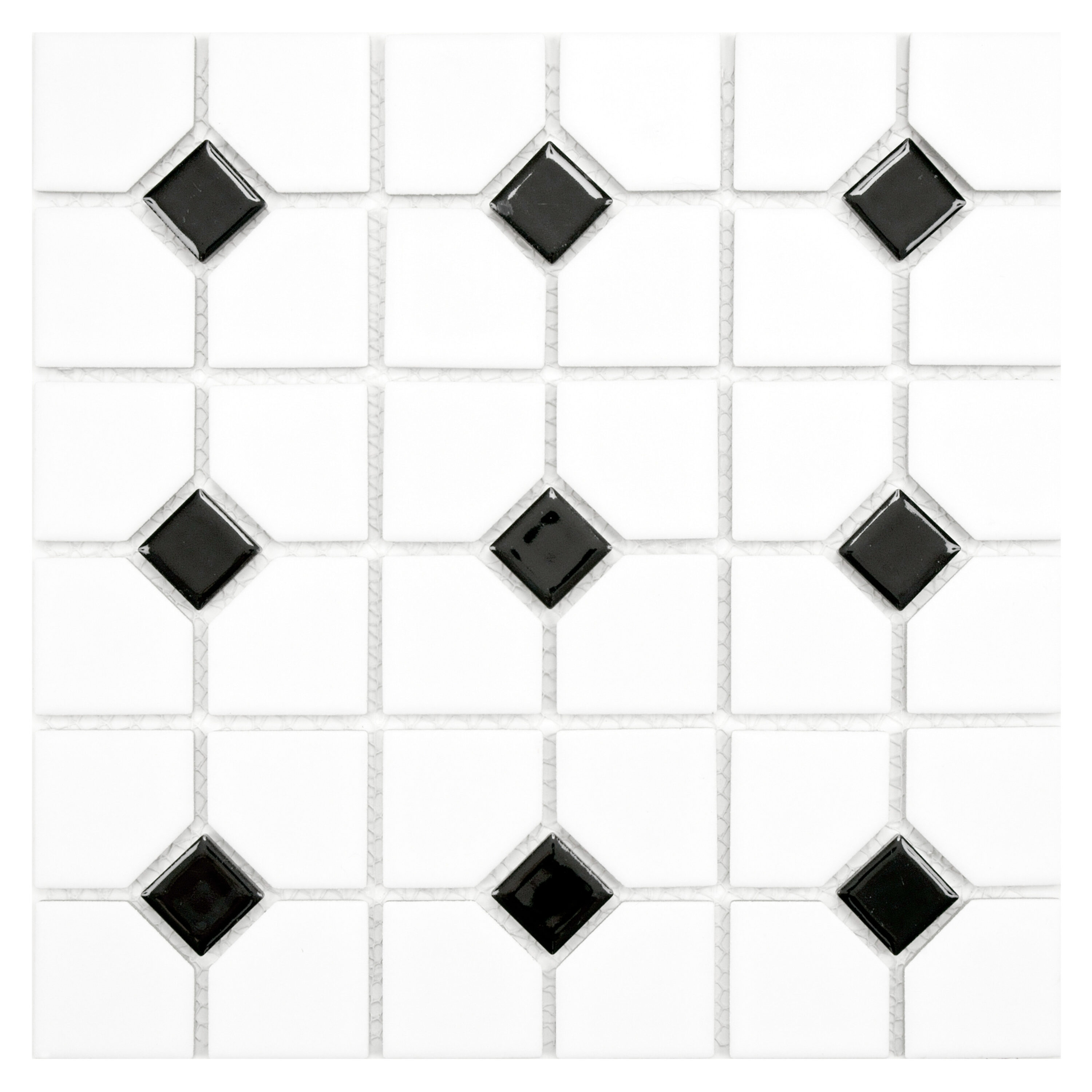Affinity Tile FKOOX601 Oxford Matte White with Black Dot 11-in x 11-in Multi-finish Porcelain Mosaic Floor and Wall Tile ( 9.2-sq ft Carton