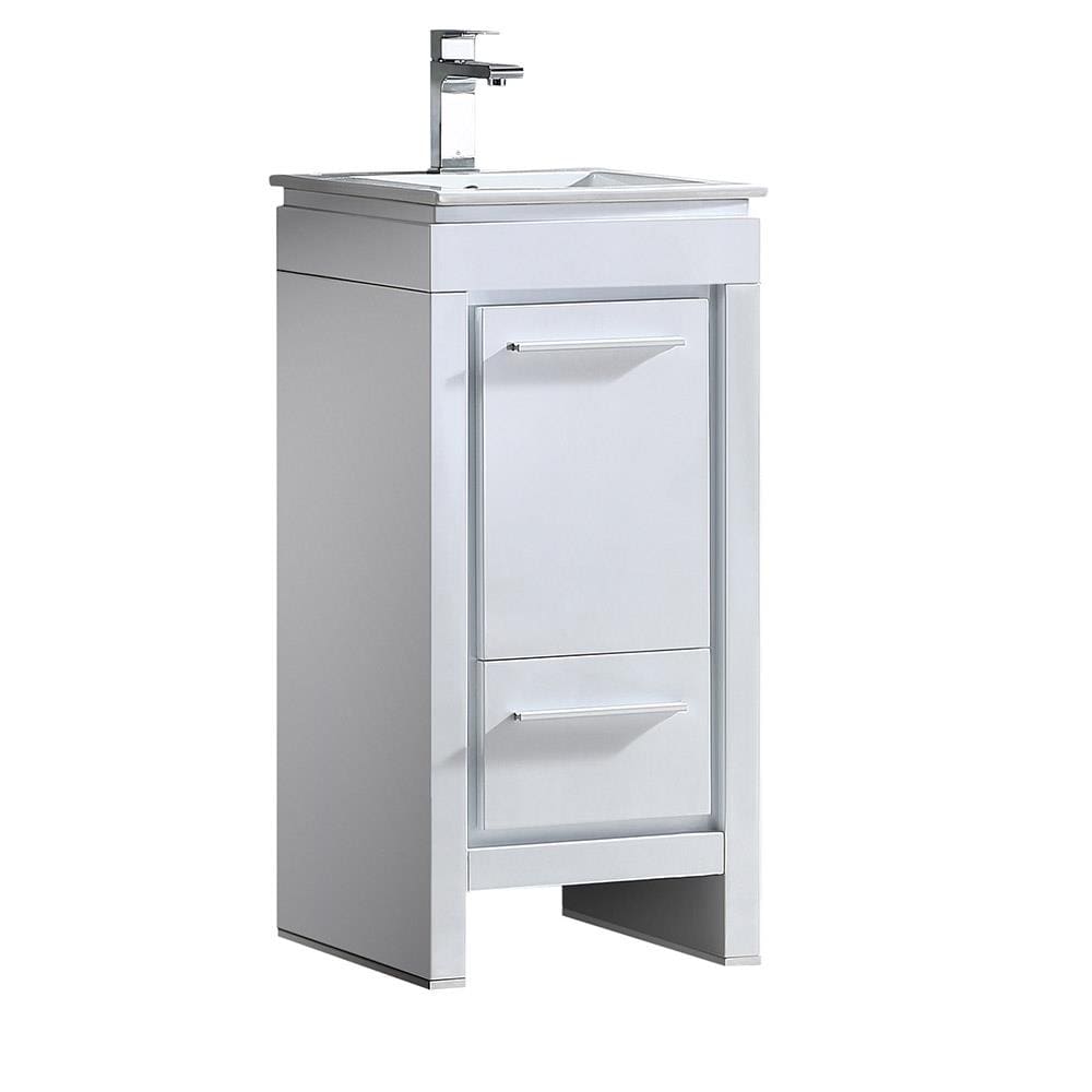16" White Ceramic Top Modern Bathroom Vanity