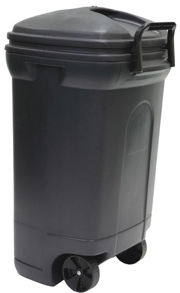 Blue Hawk 35-Gallons Black Plastic Wheeled Trash Can with Lid