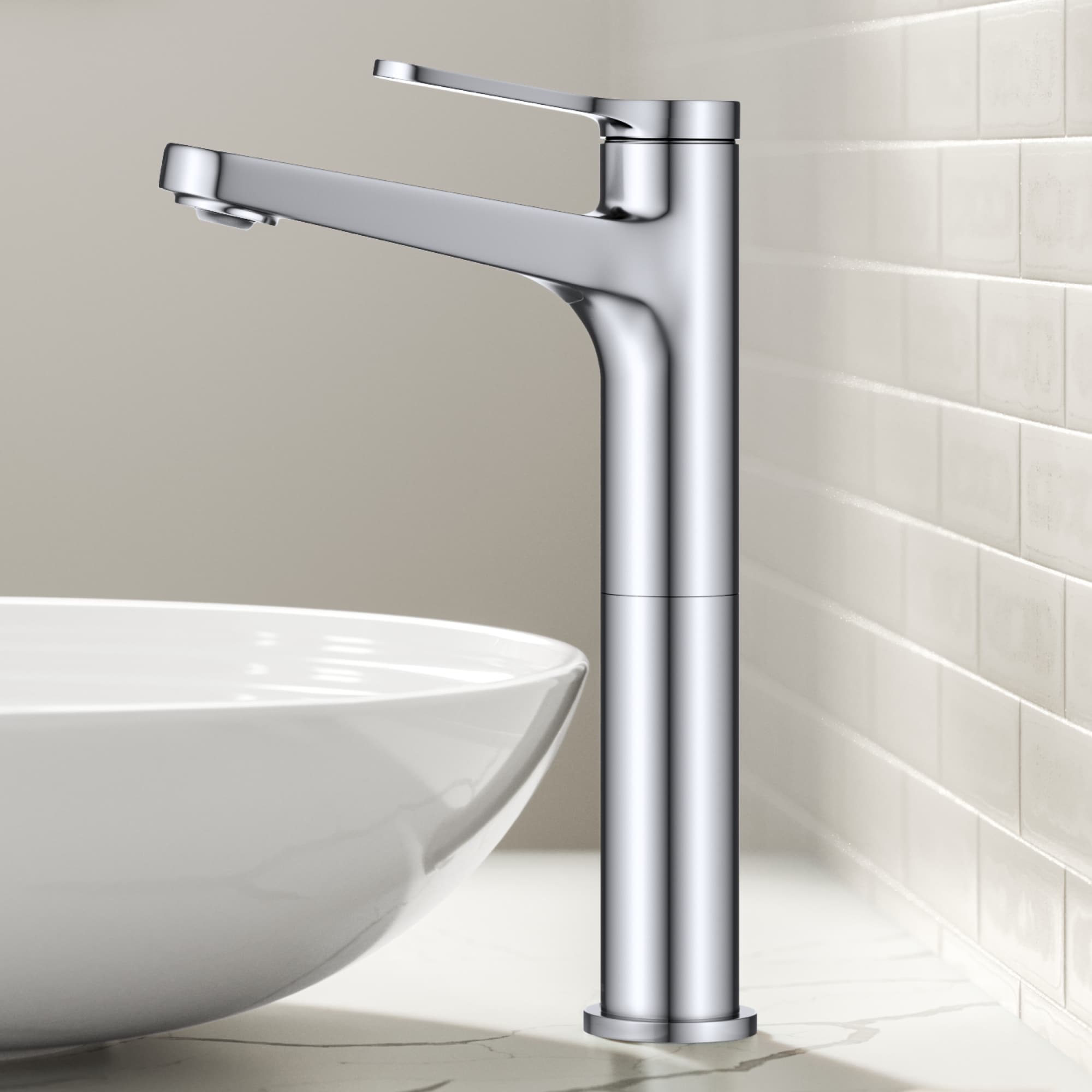Kraus KVF-1410CH Indy Chrome Vessel 1-handle WaterSense Low-arc Commercial/Residential Handle Bathroom Sink Faucet with Drain