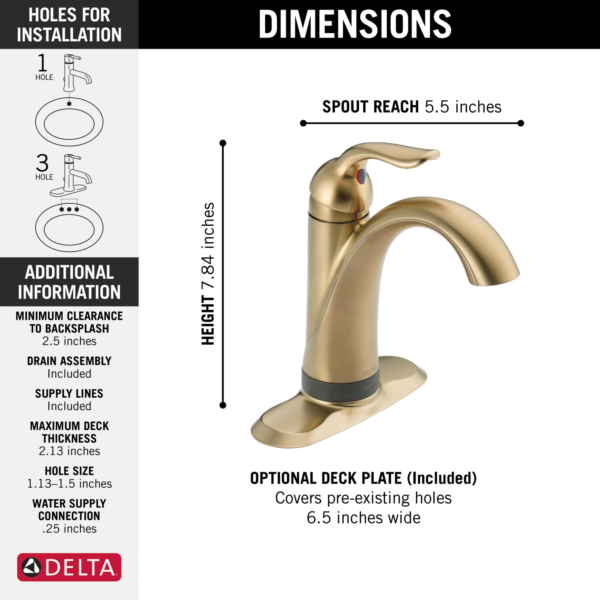Elegant Single Hole Zinc Bathroom Faucet in Champagne Bronze