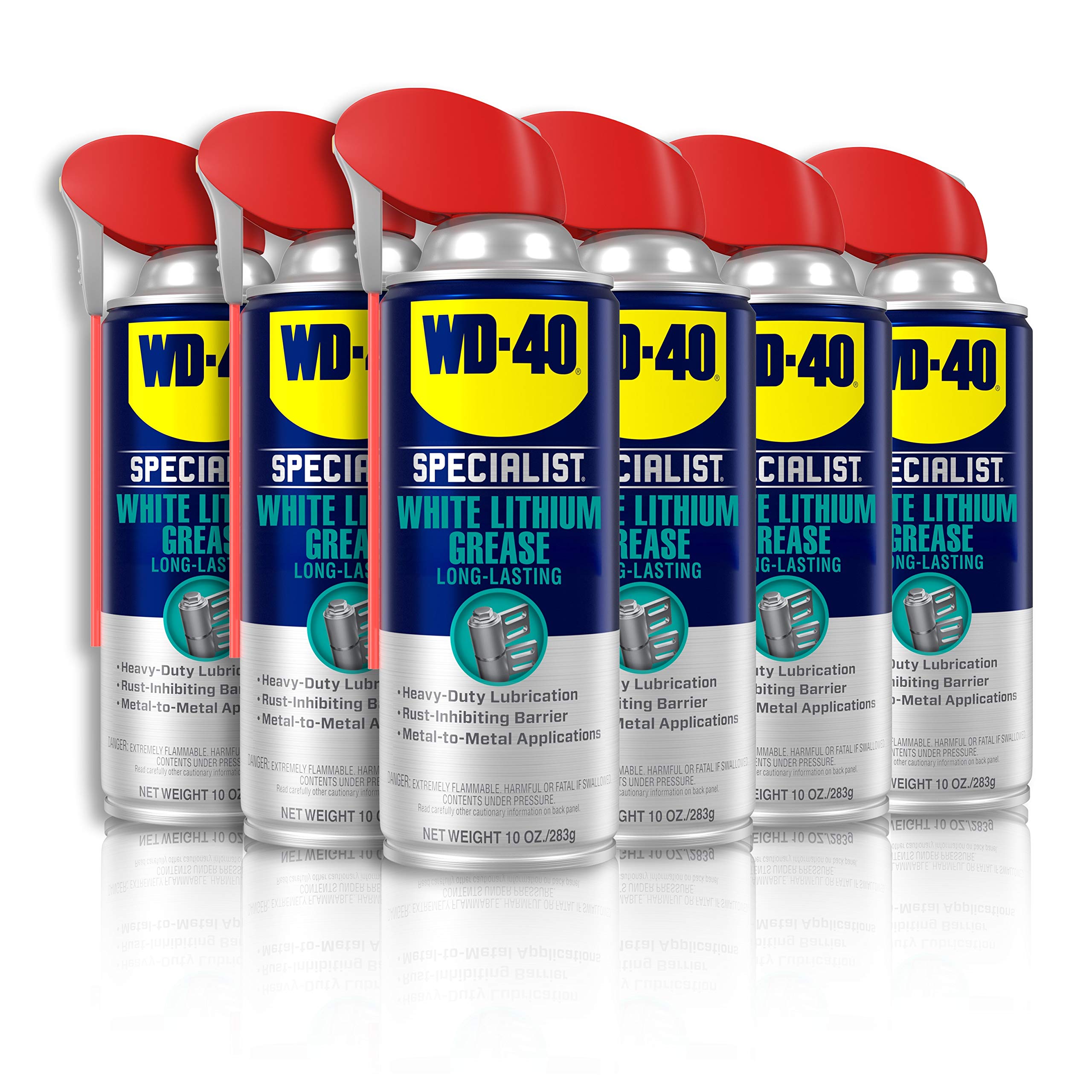 WD-40 Specialist White Lithium Grease Spray with SMART STRAW SPRAYS 2 WAYS 10 OZ [6-Pack] #300240-16B0