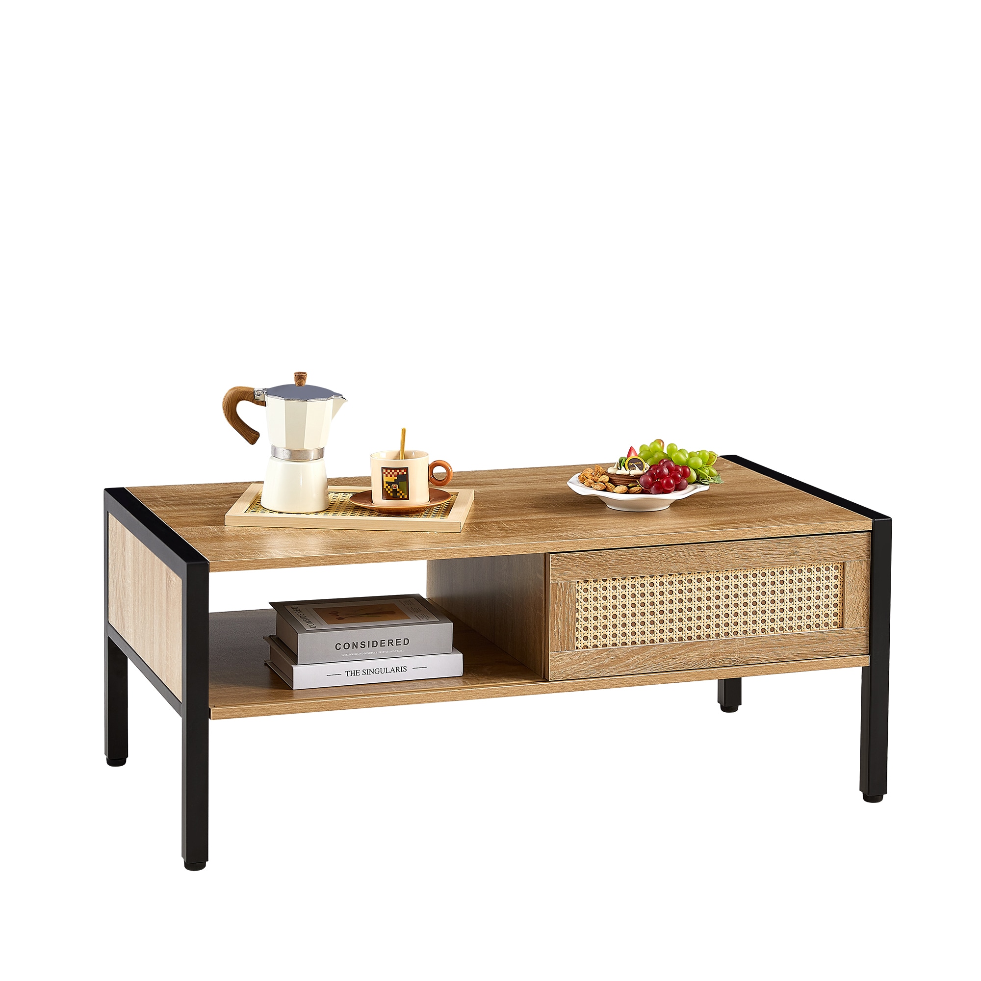 Siavonce XH21739 Natural MDF Modern Coffee Table with Storage
