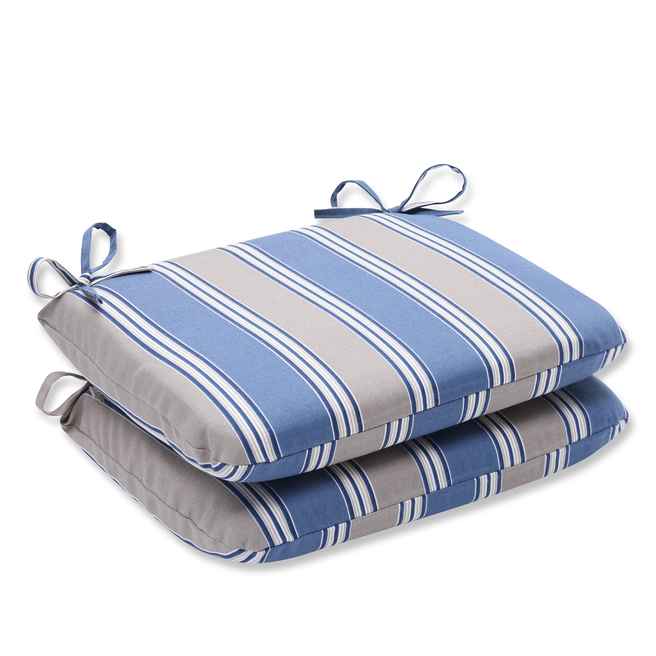 Pillow Perfect 385358 Hamilton Cadet 15.5-in x 18.5-in 2 -Piece Blue Patio chair cushion