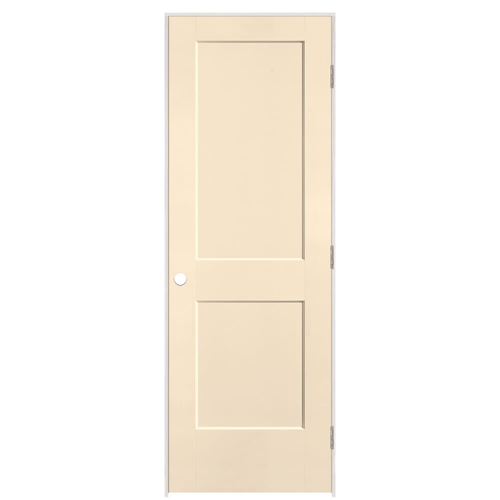 Masonite 895966 28-in x 80-in Cream-n-Sugar Solid core 2-panel square Left hand Smooth Prefinished Molded composite Flat Jamb Single Prehung Interior Door