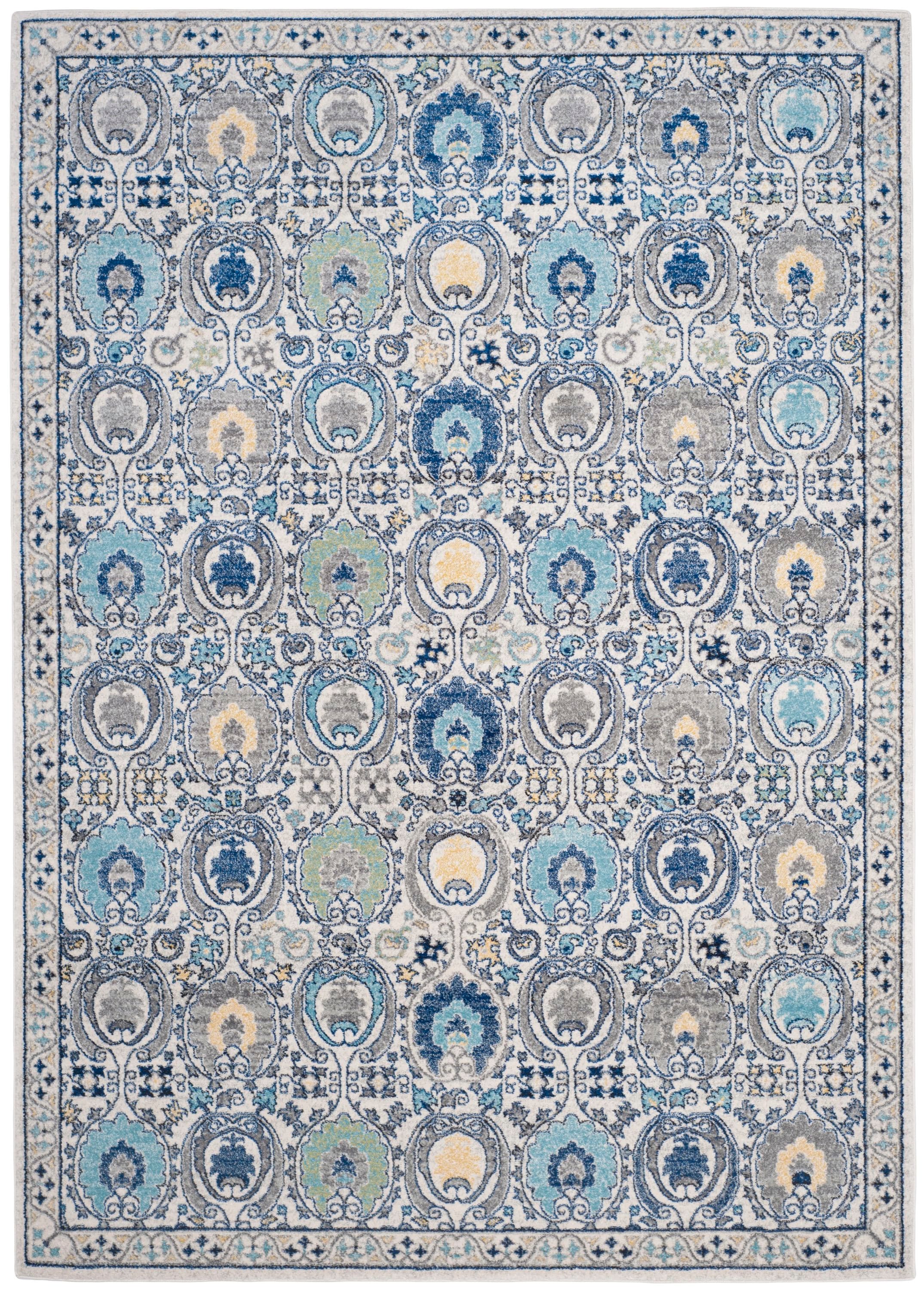 Safavieh EVK251D-6 Evoke Malaga 7 x 9 (ft) Loomed Synthetic Ivory/Gray Rectangular Indoor Floral/Botanical Global Area rug