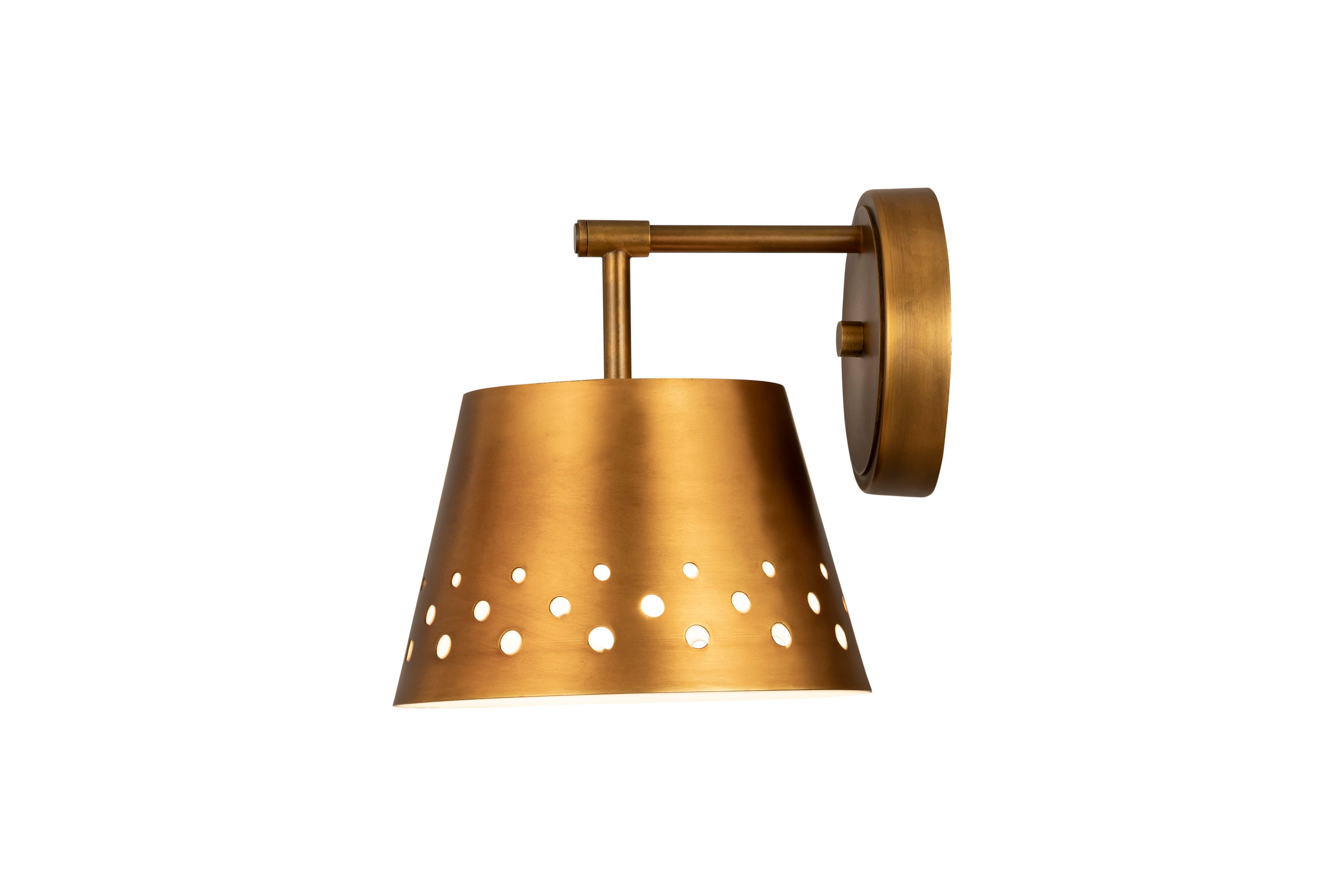 Katie 9" Rubbed Brass Dimmable Wall Sconce with Conical Shade