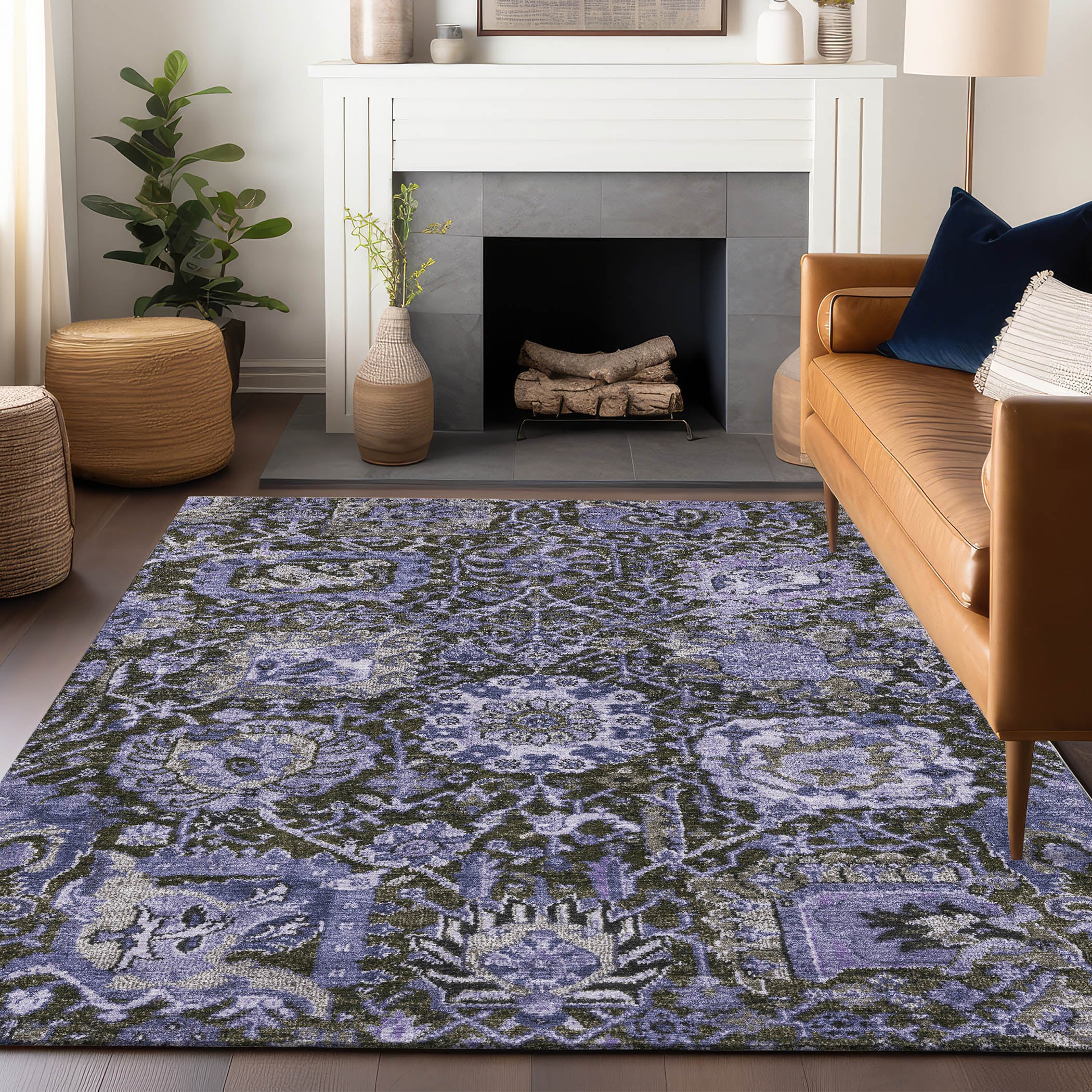 Addison Rugs ACN1323PP10X14 Chantille ACN1323PP 10 x 14 (ft) Polyester Purple Rectangular Indoor/Outdoor Geometric Machine washable Area rug
