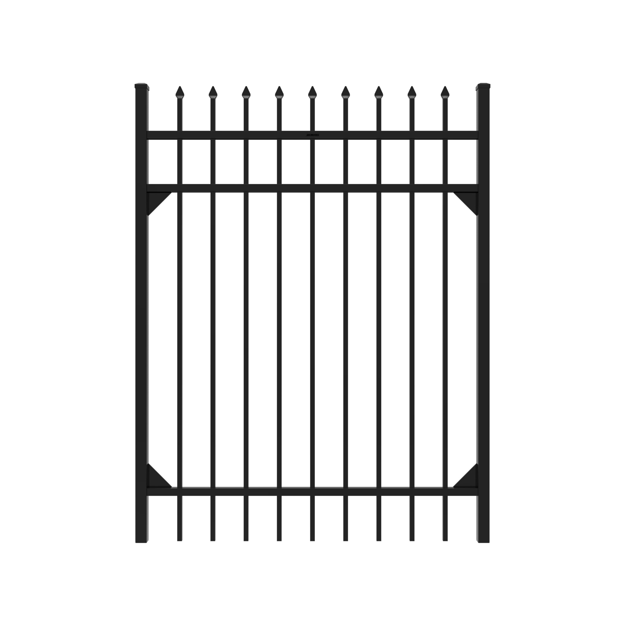 Fortress Building Products 5-ft H x 5-ft W Gloss Black Aluminum Spaced Picket Pressed-point Privacy Fence Gate