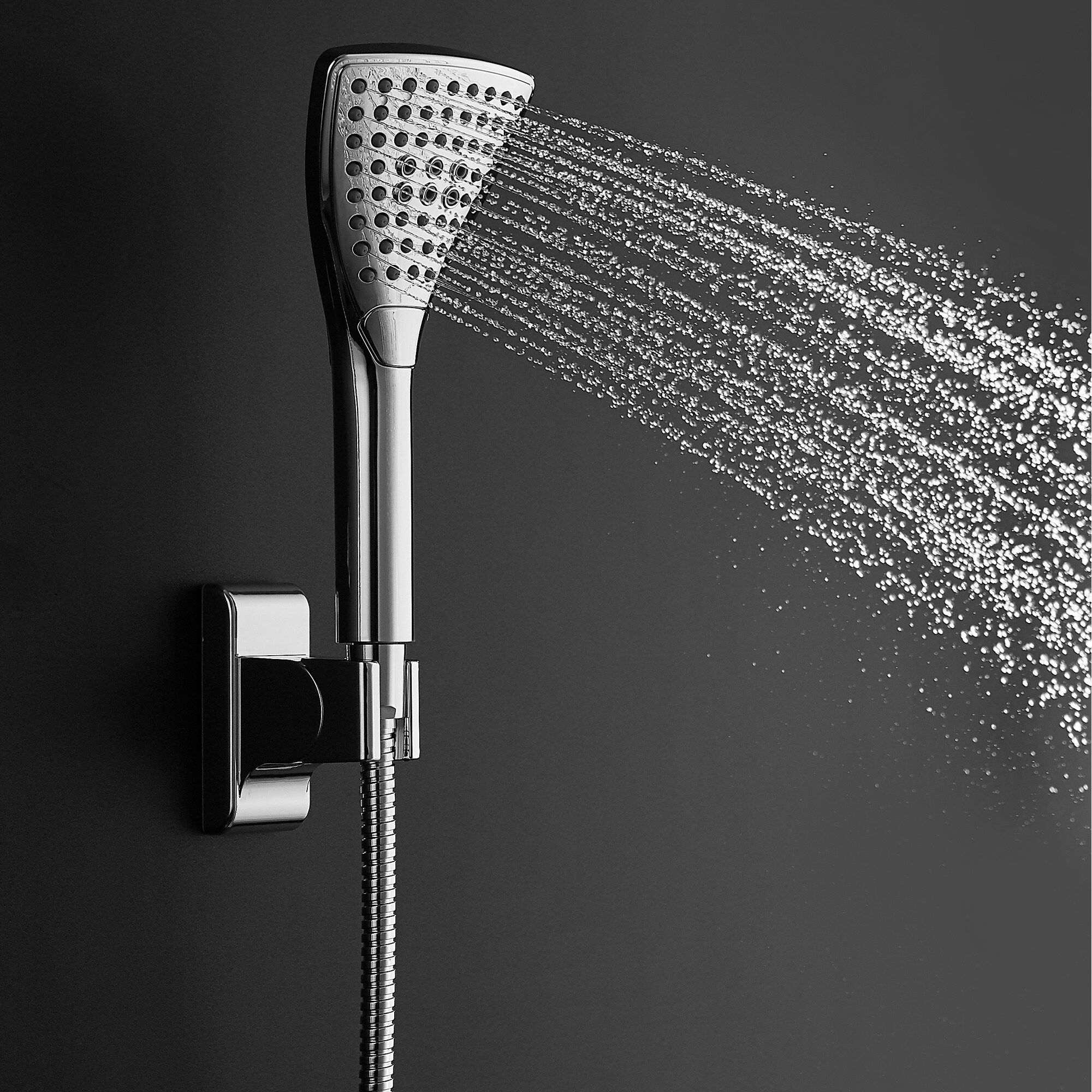 Chrome Wall Mounted Dual Shower Heads with Handheld Pulse
