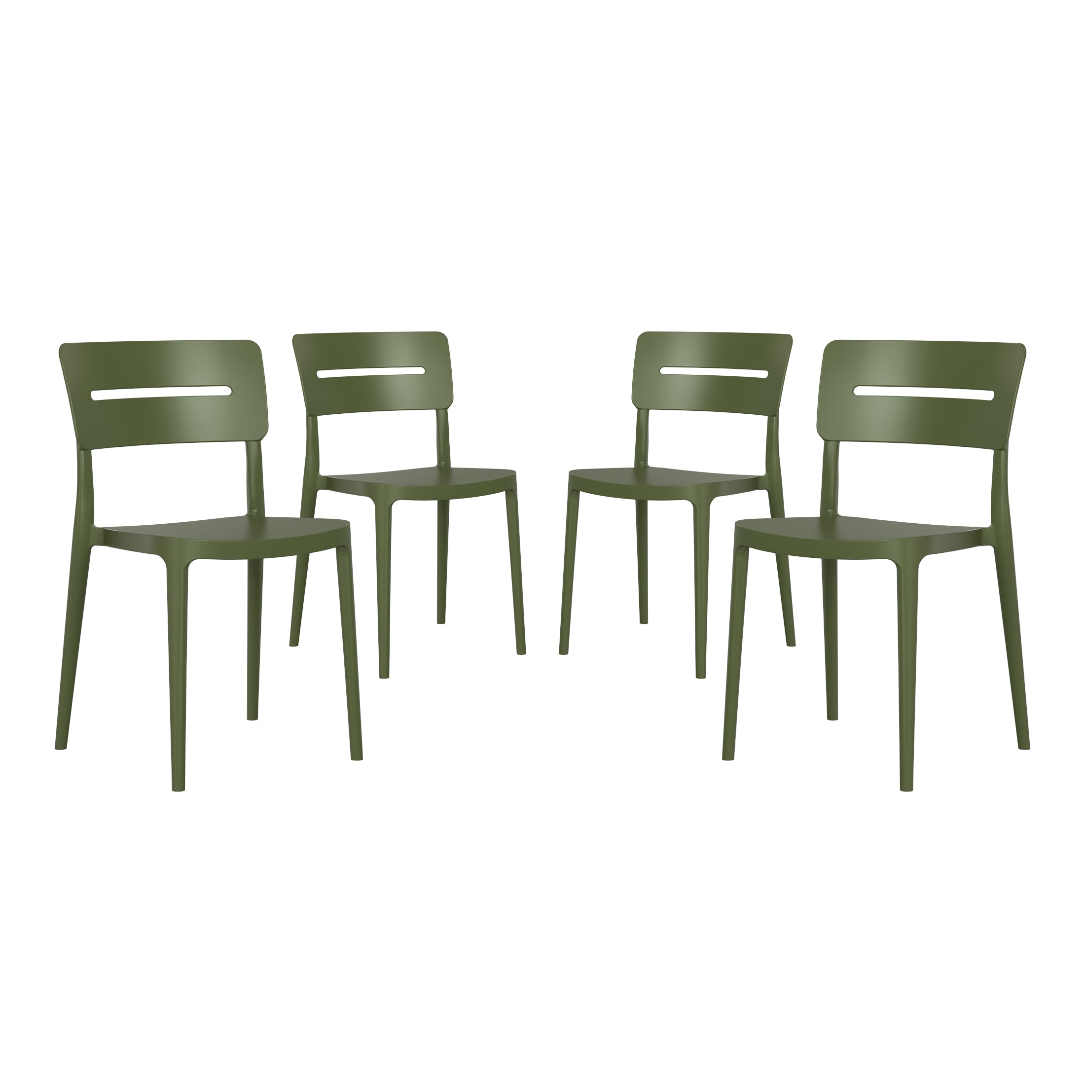 Westin Furniture - FrondForm Set of 4 Stackable Olive Green Plastic Frame Stationary Dining Chair...