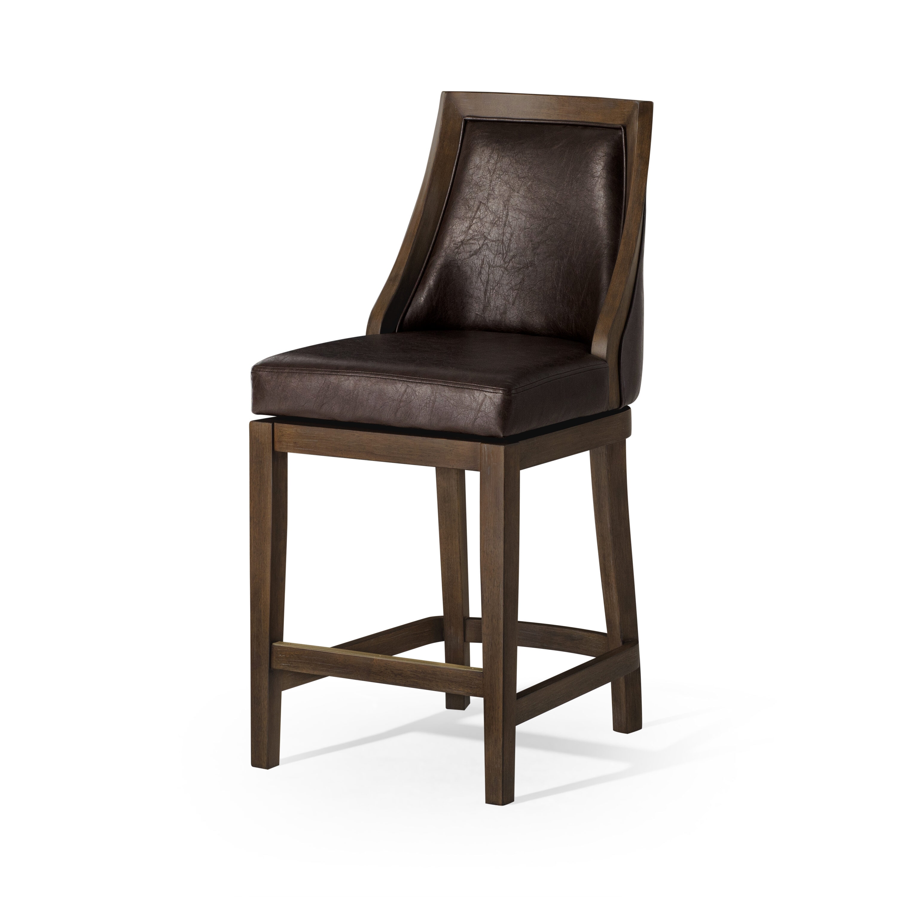 Maven Lane ML109123-PCS-WG 26in Vienna Counter Stool in Walnut Finish with Marksman Saddle Vegan Leather