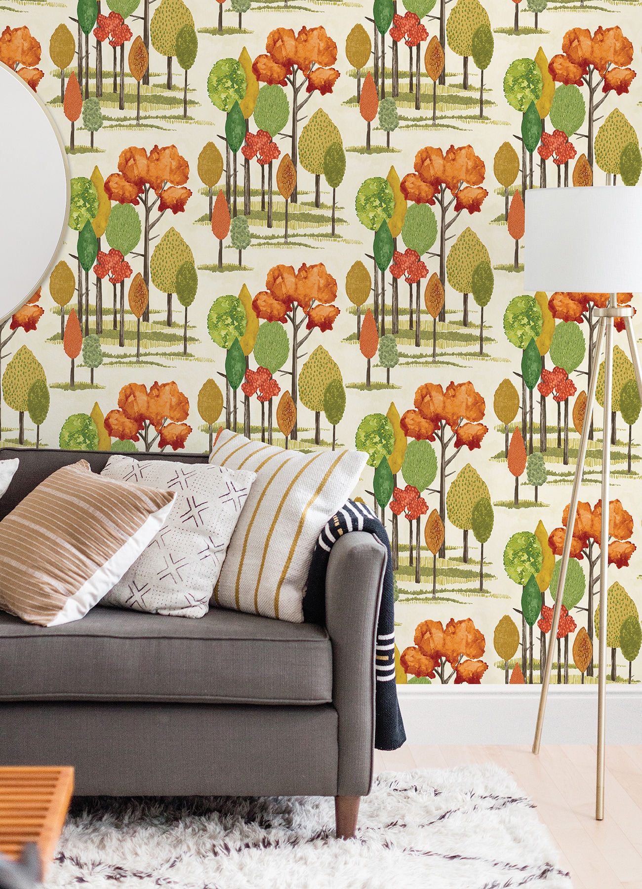 ohpopsi Cypress Orange Tall Trees Wallpaper in the Wallpaper department ...
