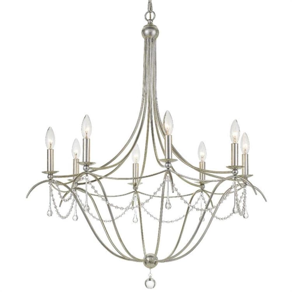 Crystorama 428-SA Metro 8 -Light Antique Steel Rustic Crystal For Use in Bathrooms, Foyers, Kitchens, Chandelier
