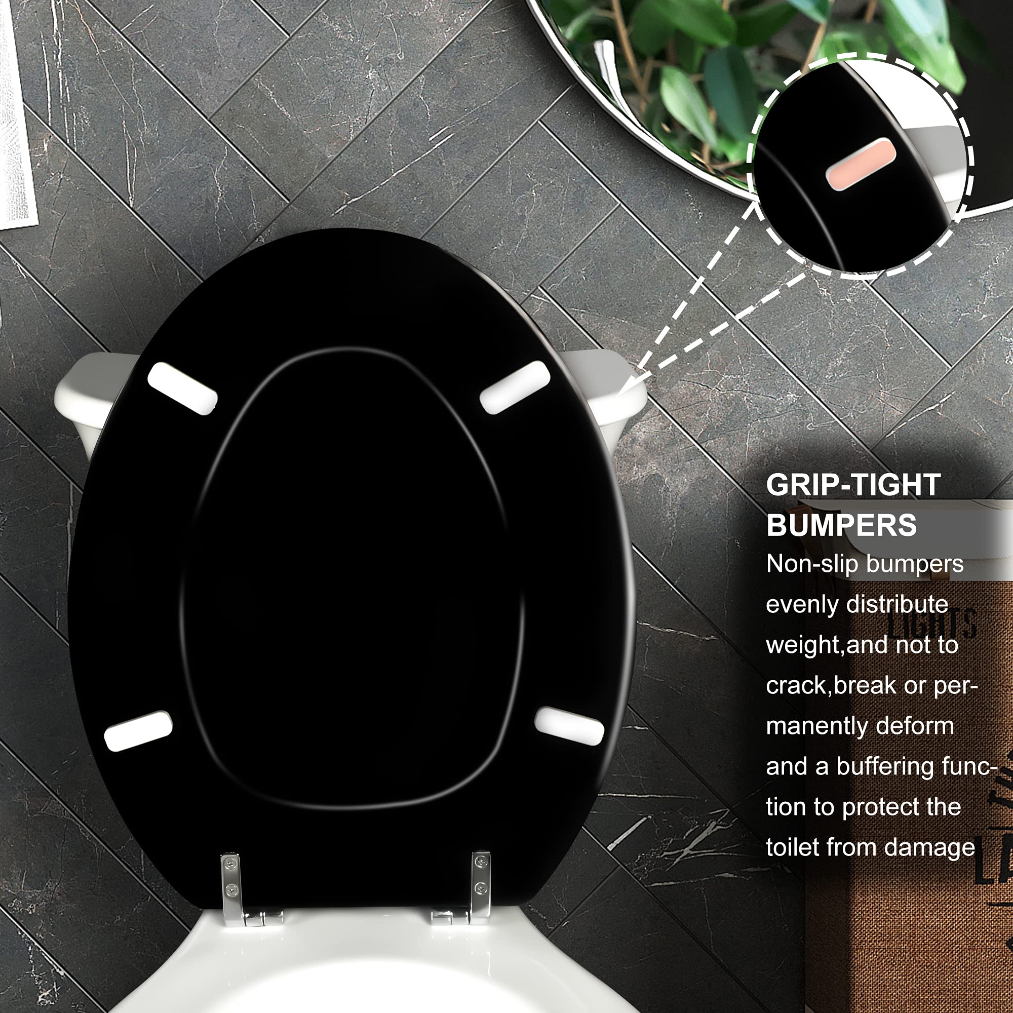 Etokfoks Oval Elongated Shape Scratch Resistant Natural Wood Toilet ...