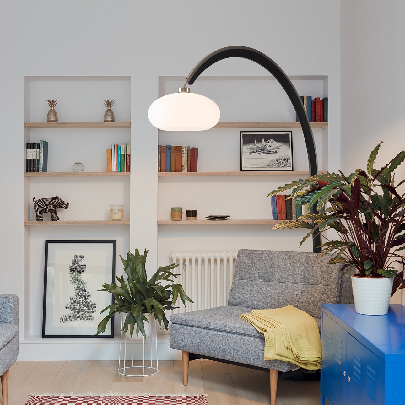 Vaulted 86" Satin Nickel and Black Arc Floor Lamp
