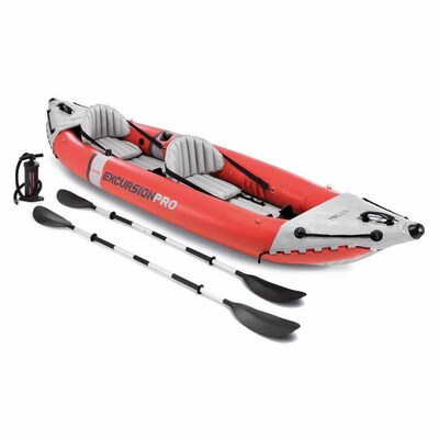  Intex Explorer K2 2 Person Inflatable Kayak Set with  Comfortable Backrest, Aluminum Oars, and High Output Air Pump for Fast  Inflation, Yellow : Sports & Outdoors