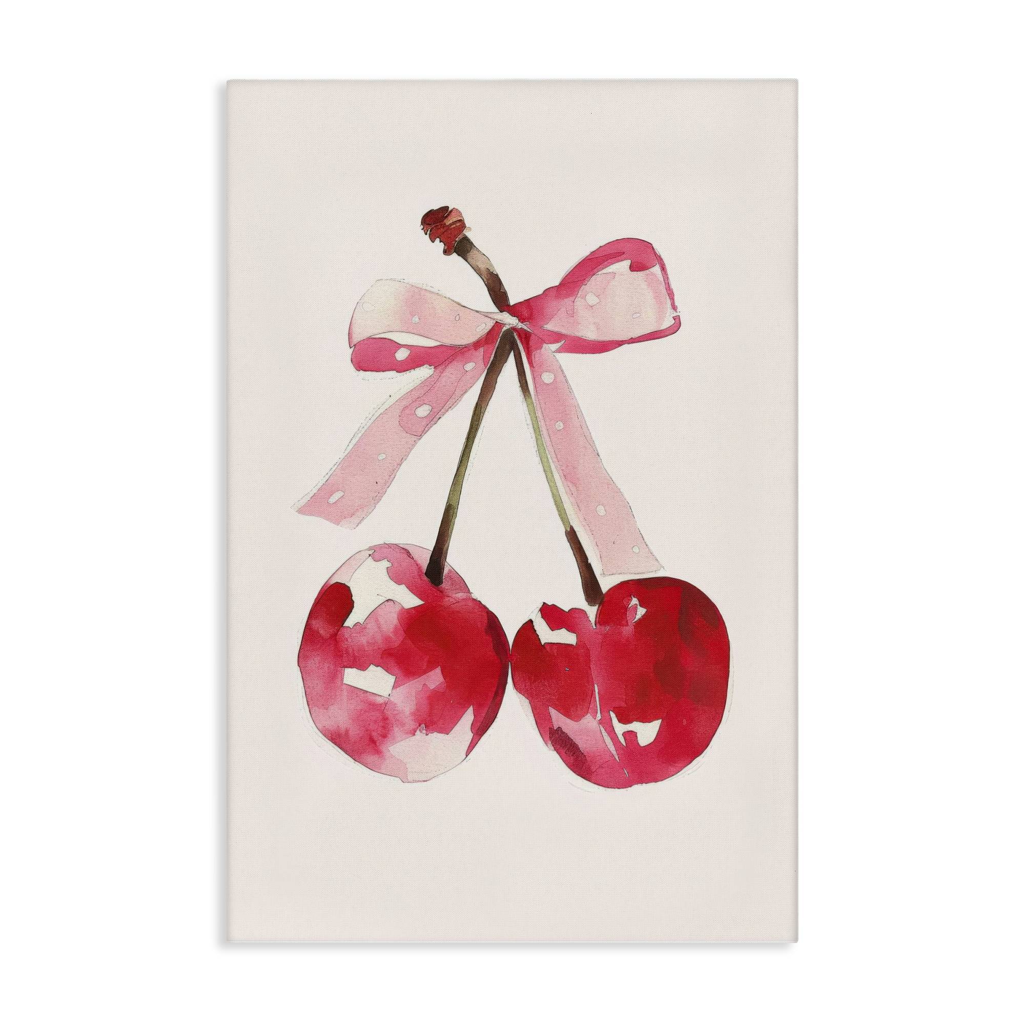 Stupell Industries BT-641-CN-24X36 Mod Cherries Tied in Bow Canvas design by LSR Creative Studio