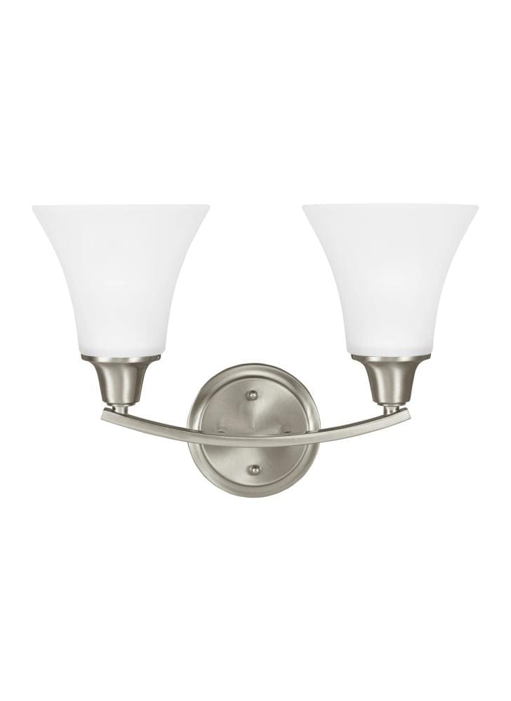 Generation Lighting 4413202-962 Metcalf 15.5-in 2-Light Brushed Nickel Transitional Vanity Light