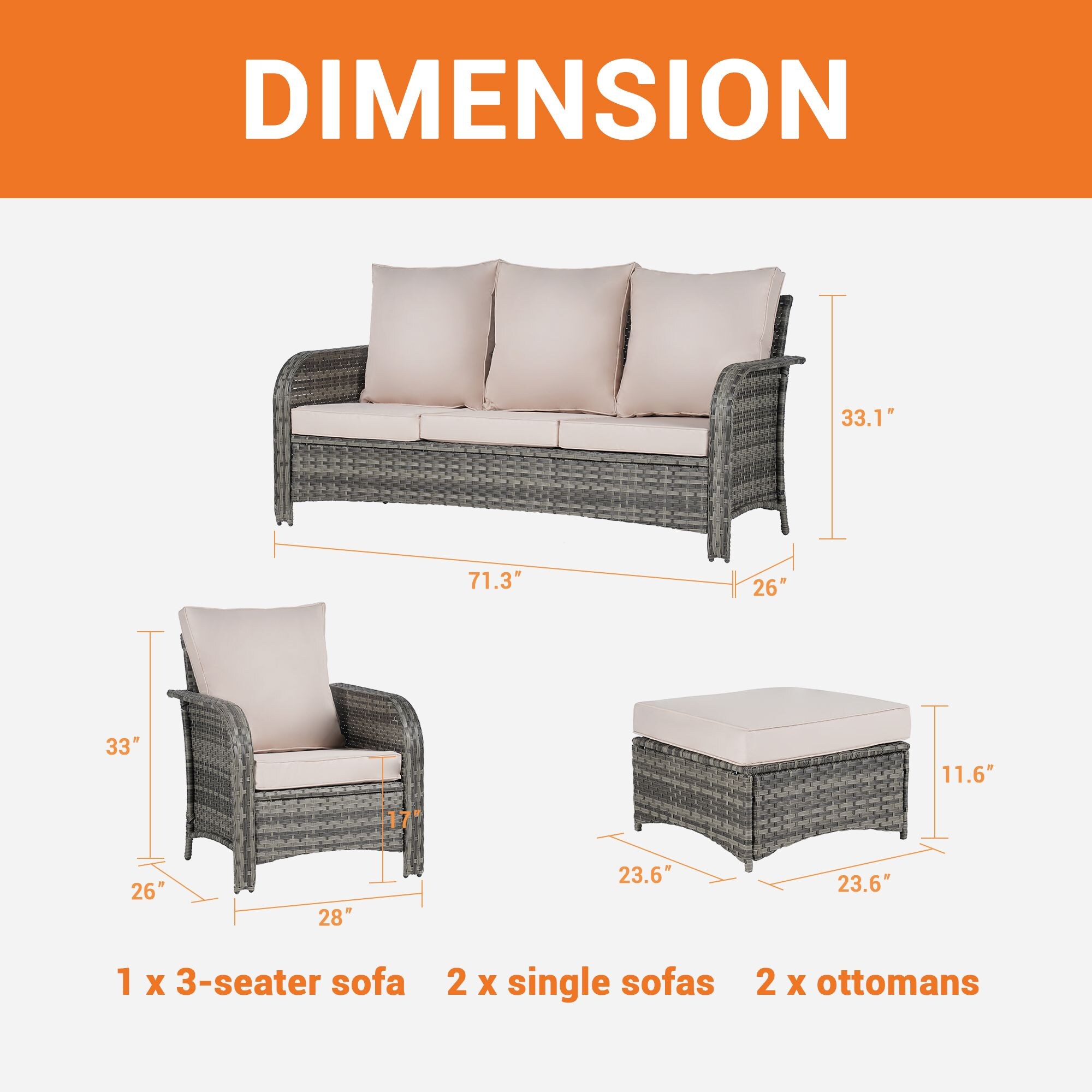 SANSTAR L-WS801-SN-8 Patio-Conversation-Sets - View #2