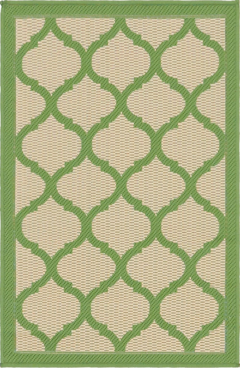 Unique Loom 3141939 Moroccan Outdoor 2 x 3 (ft) Loomed Polypropylene Green/Beige Rectangular Indoor/Outdoor Geometric Mid-Century Modern Area rug