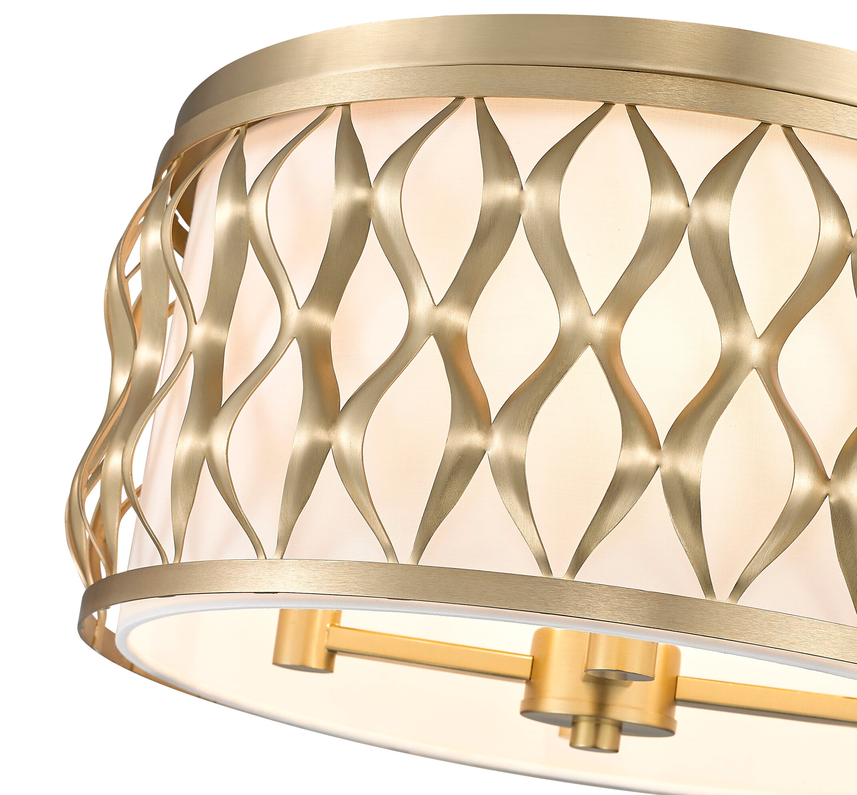 Modern Gold and Glass Drum Flush Mount Ceiling Light
