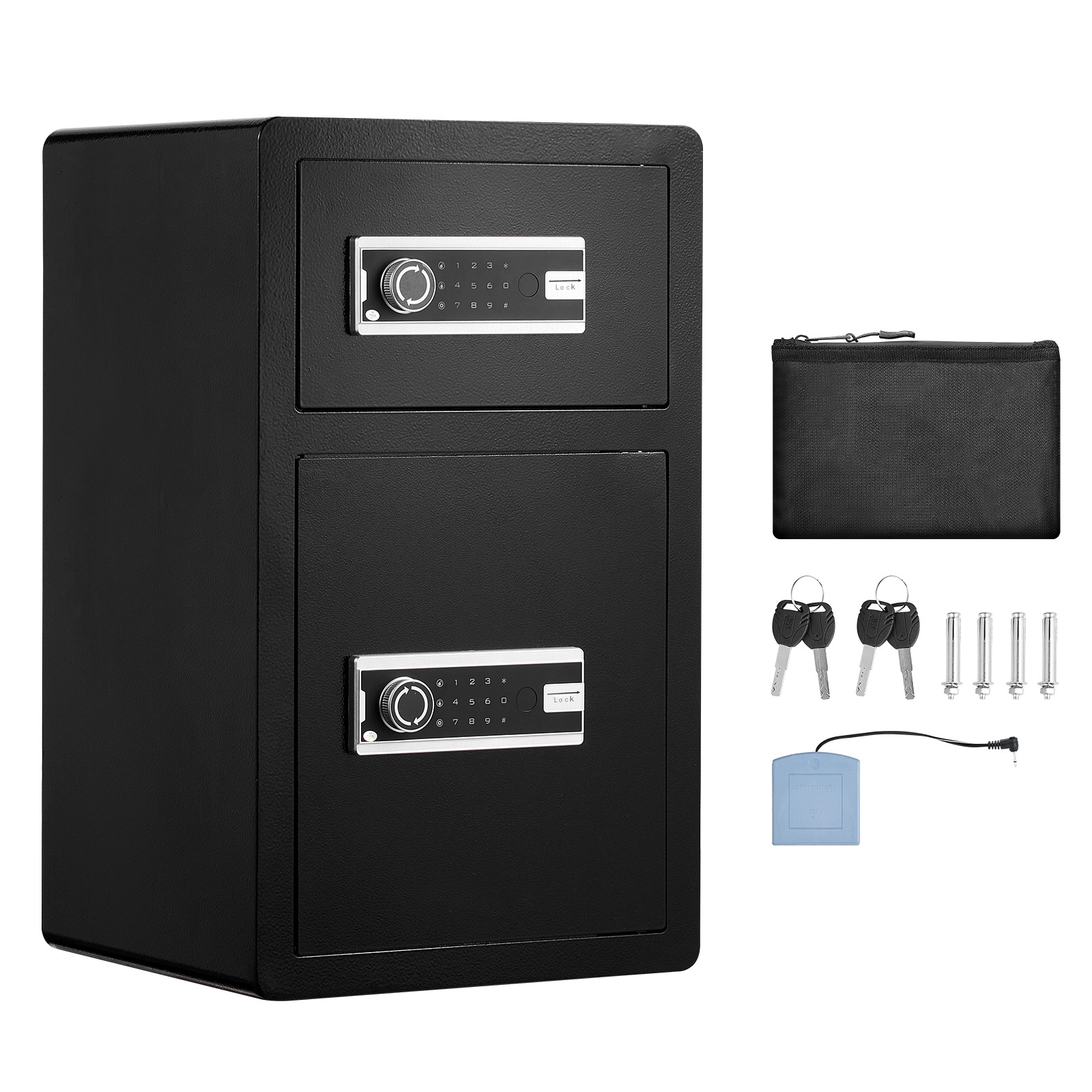 GIVIMO Double Door Safe Box 4.5-cu ft with Key Lock and Password Fireproof Bag Key Rack LED Light and 2 Adjustable Removable Dividers for Documents