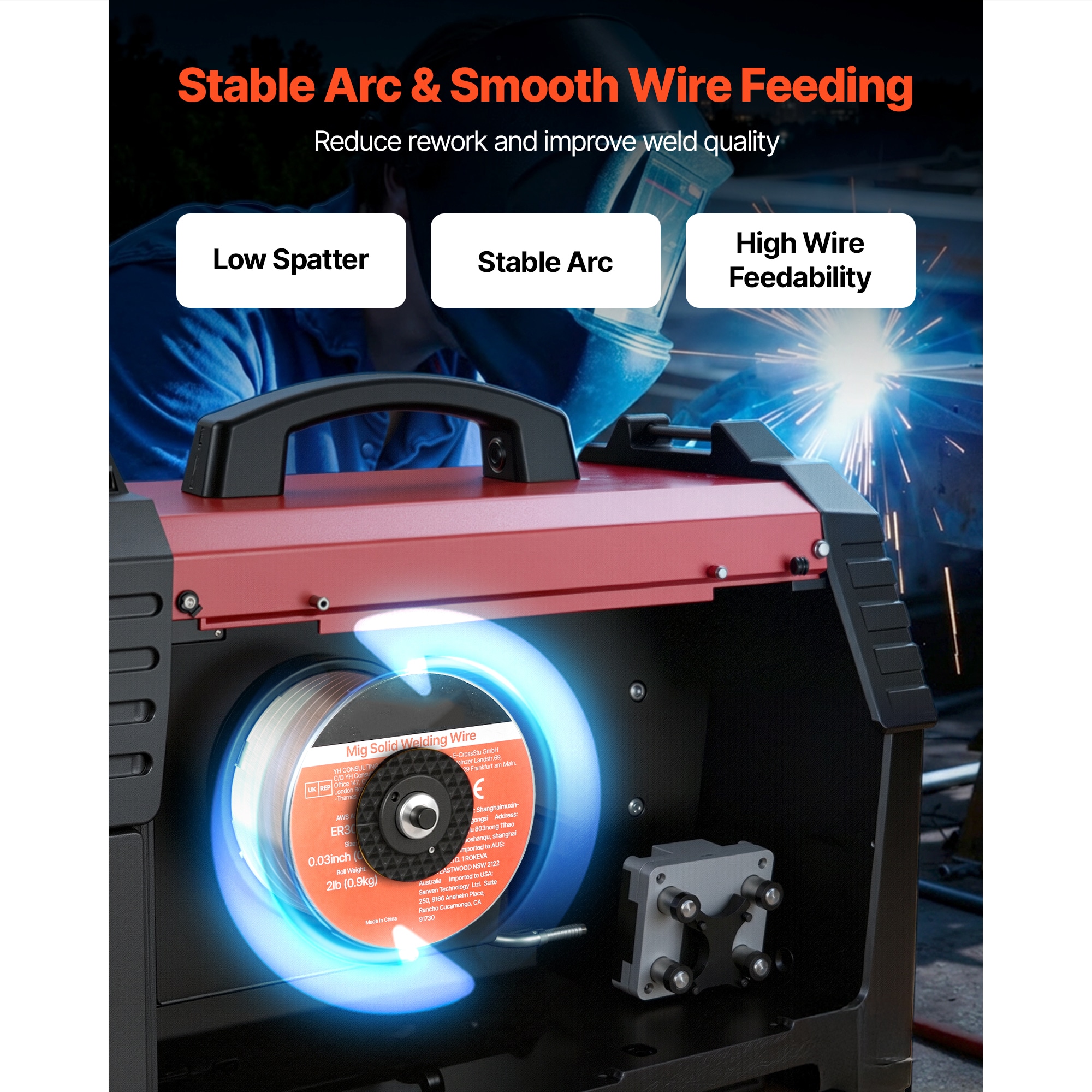 VEVOR Solid MIG Welding Wire ER308L 0.03-inch 2 LBS Low Spatter
