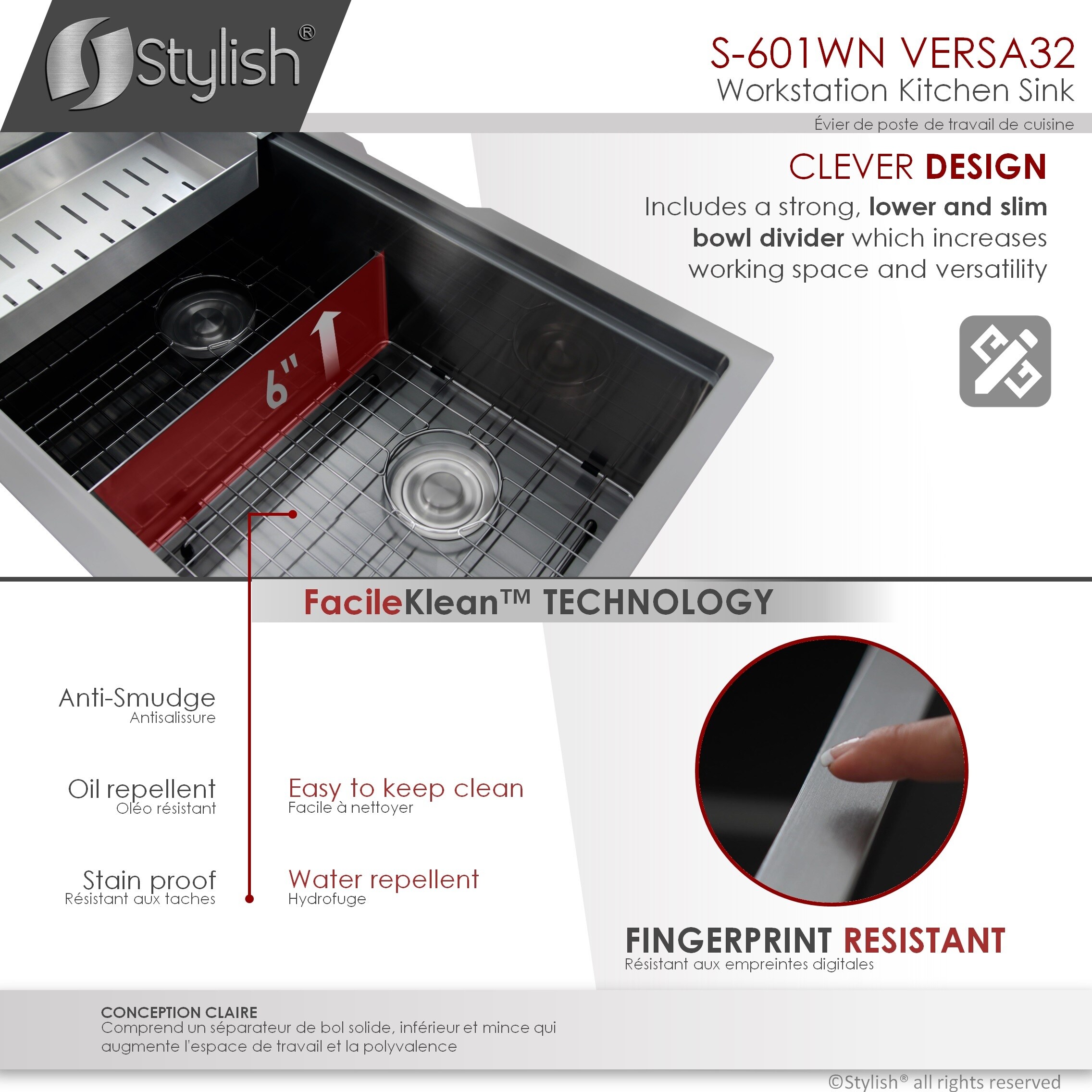 Stylish S-601WN Kitchen-Sinks - View #5