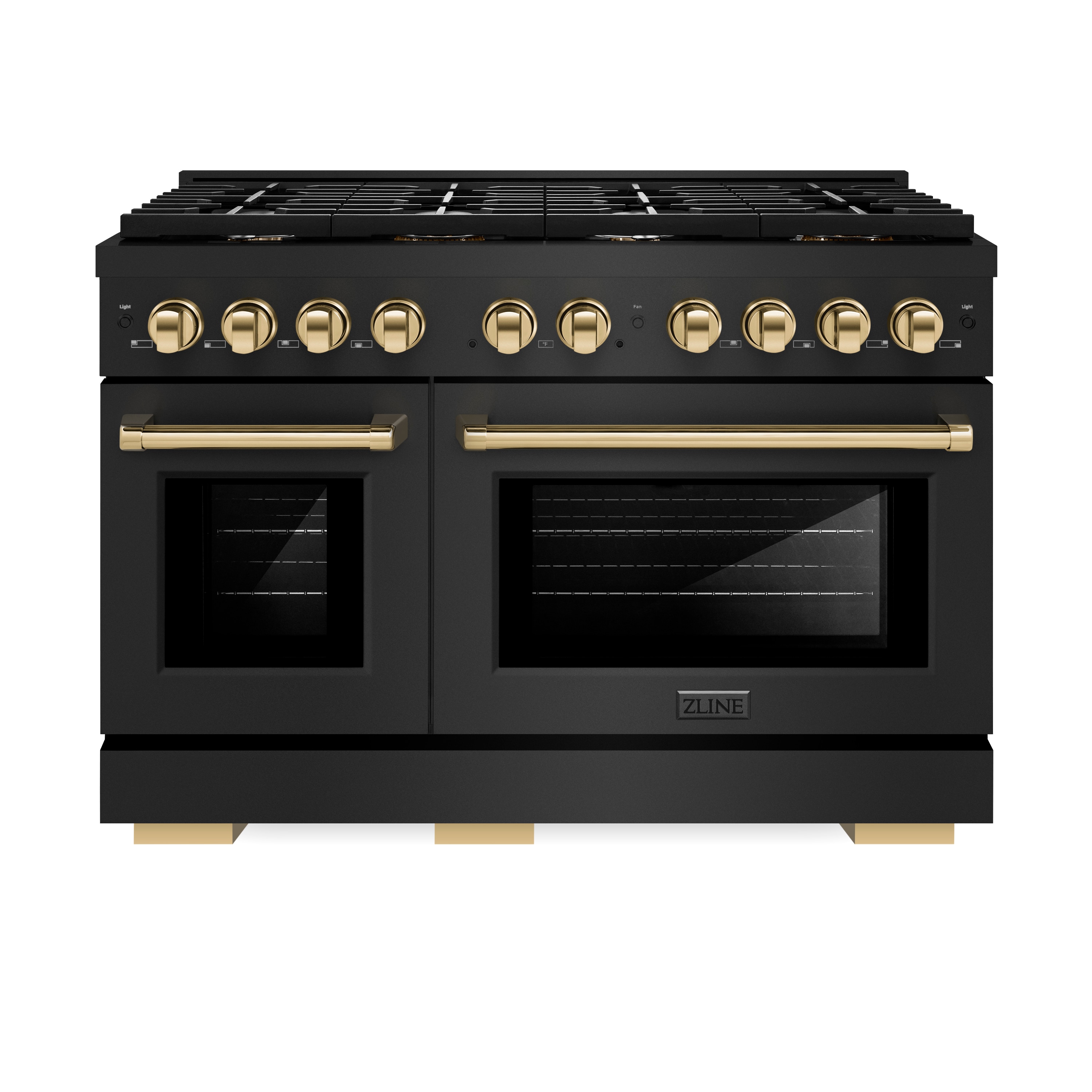 ZLINE KITCHEN & BATH SDRBZ-48-G Paramount 48-in Standard 4.2-cu ft / 2.5-cu ft Convection Oven Freestanding Double Oven Dual Fuel Range ( Black Stainless Steel, Polished Gold Accents )